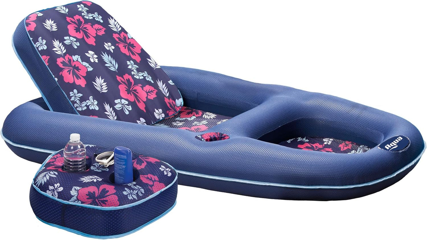 HotAqua Campania Ultimate 2-in-1 Pool Float Lounge – Extra Large – Inflatable Pool Floats for Adults with Adjustable Backrest & Cupholder Caddy
