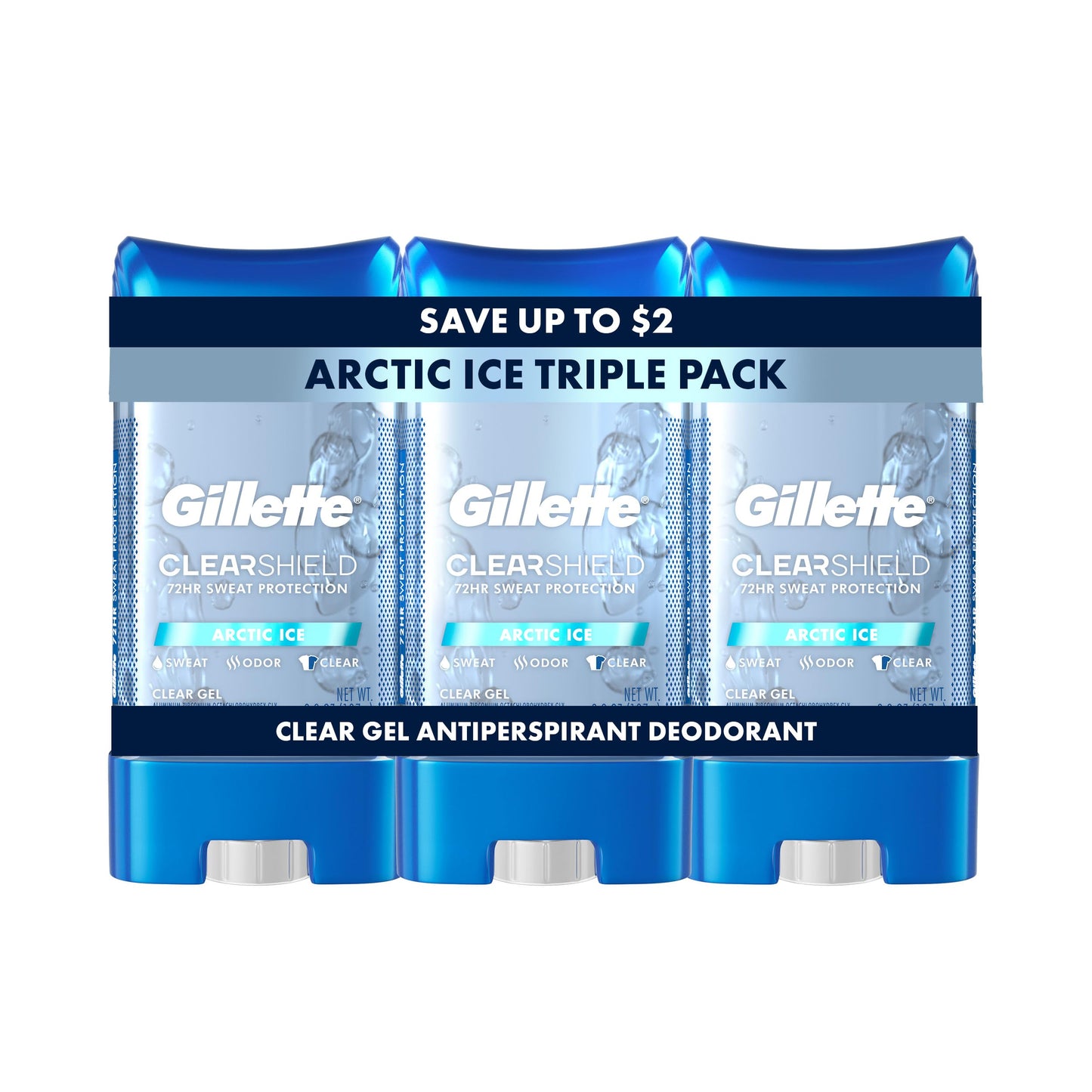 HotGillette Antiperspirant and Deodorant for Men, 72hr Sweat & Odor Protection, Long Lasting Freshness, Anti-White Mark Technology, Clear Gel, Cool Wave Scent, 3.8 oz (Pack of 3)