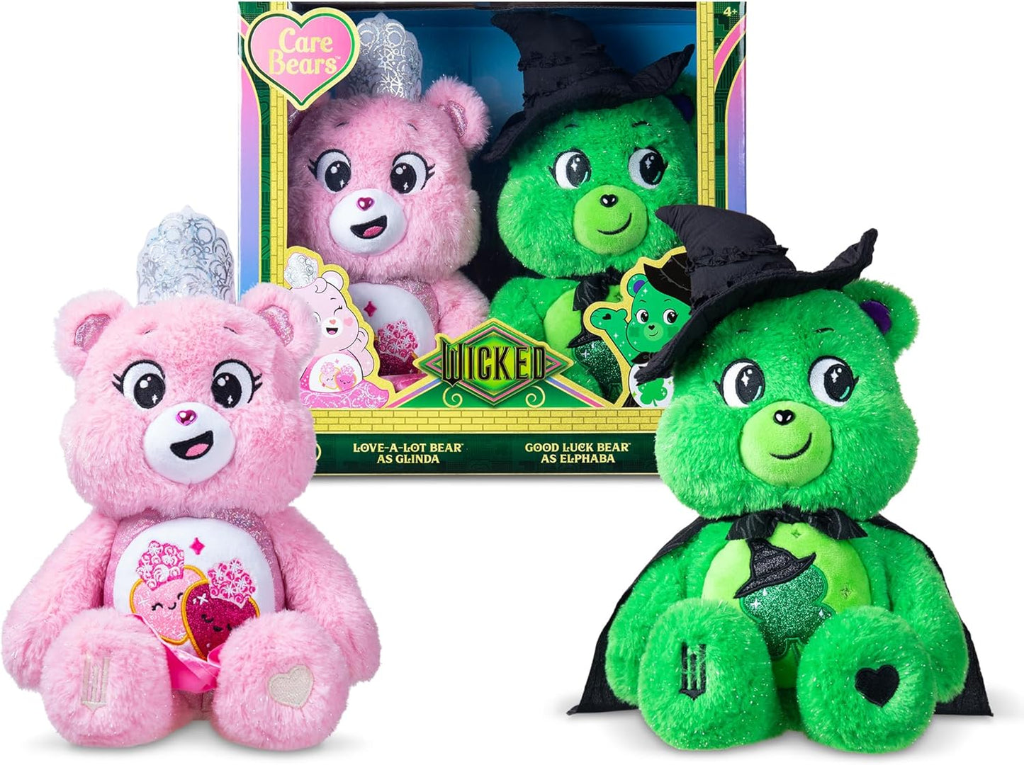 Hot Care Bears - Care Bears x Wicked 2-Pack - Love-a-Lot Bear as Glinda & Good Luck Bear as Elphaba