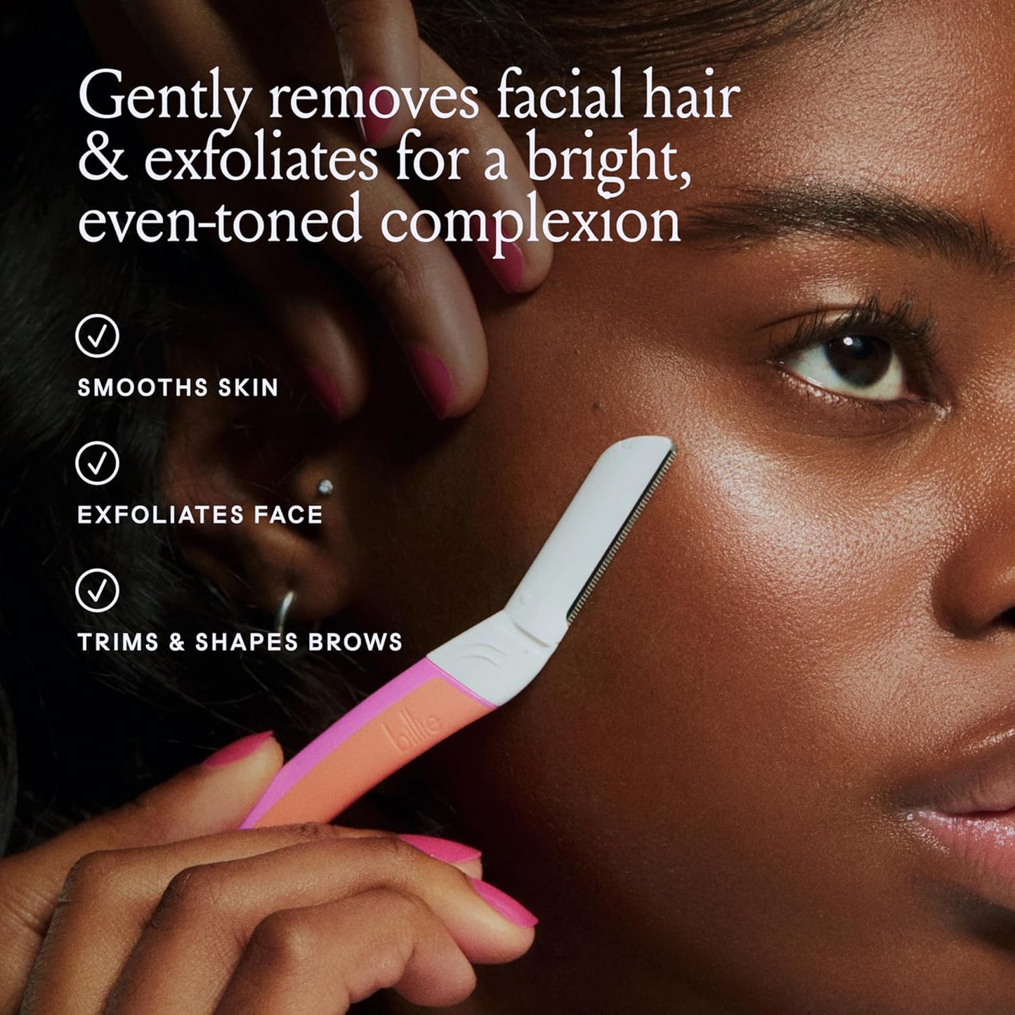 HotBillie - Dermaplane Starter Kit - Reusable Handle + 3 Refill Blades - Remove Facial Hair + Perfectly Shape Brows - Dermatologist-Approved - Malibu