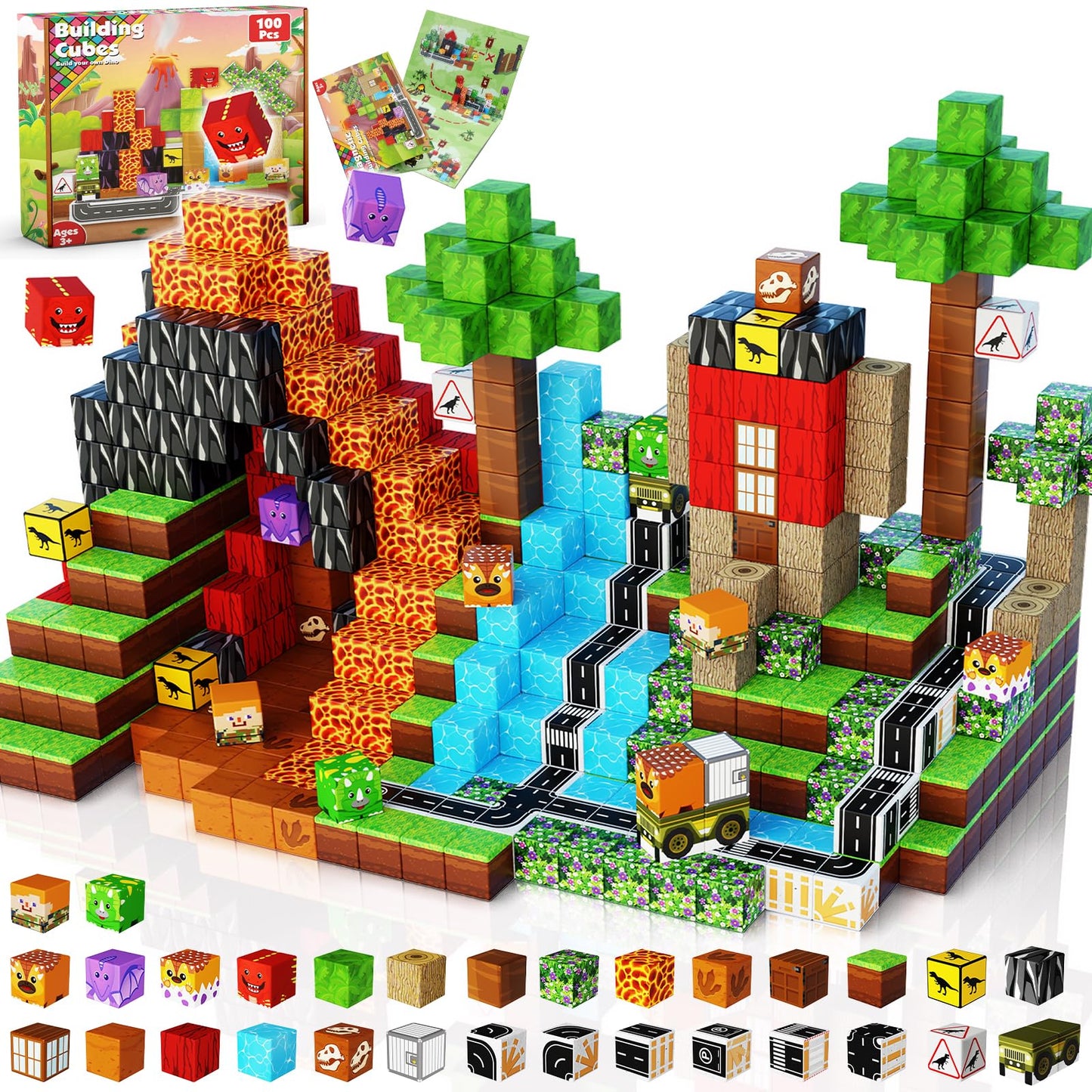 Hot Goody King Magnetic Blocks |100PCS Magnetic Building Cube Game, Constructions Toys for Boys & Girls Age 3-4, 5 6 7 8 9 10, STEM Montessori Stacking Toy, Sensory Tiles Building Birthday for Toddlers