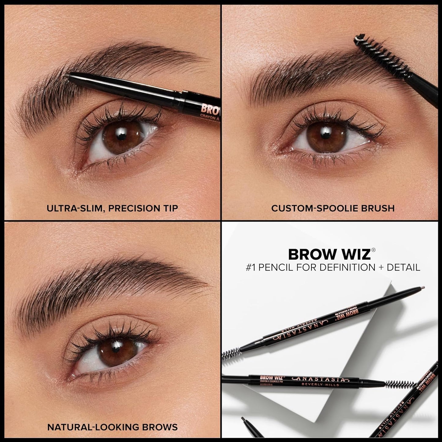 HotAnastasia Beverly Hills Brow Wiz - Ultra-Slim Retractable Eyebrow Pencil for Hair-Like Strokes, Natural Precision Definition, Longwear Waterproof Smudge-Proof for Filling & Shaping Brows