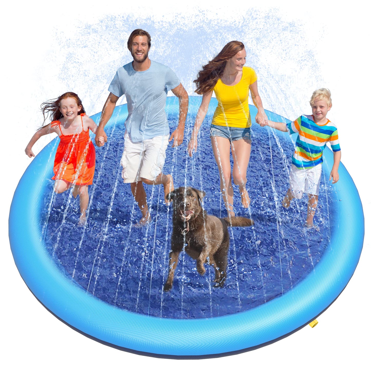 Hot Peteast Splash Pad for Dogs & Kids - Anti-Slip Dog Pool for Large Dogs, 0.58 mm Thickened Durable Outdoor Water Play Mat, Summer Sprinkler Toy for Backyard (51inch)