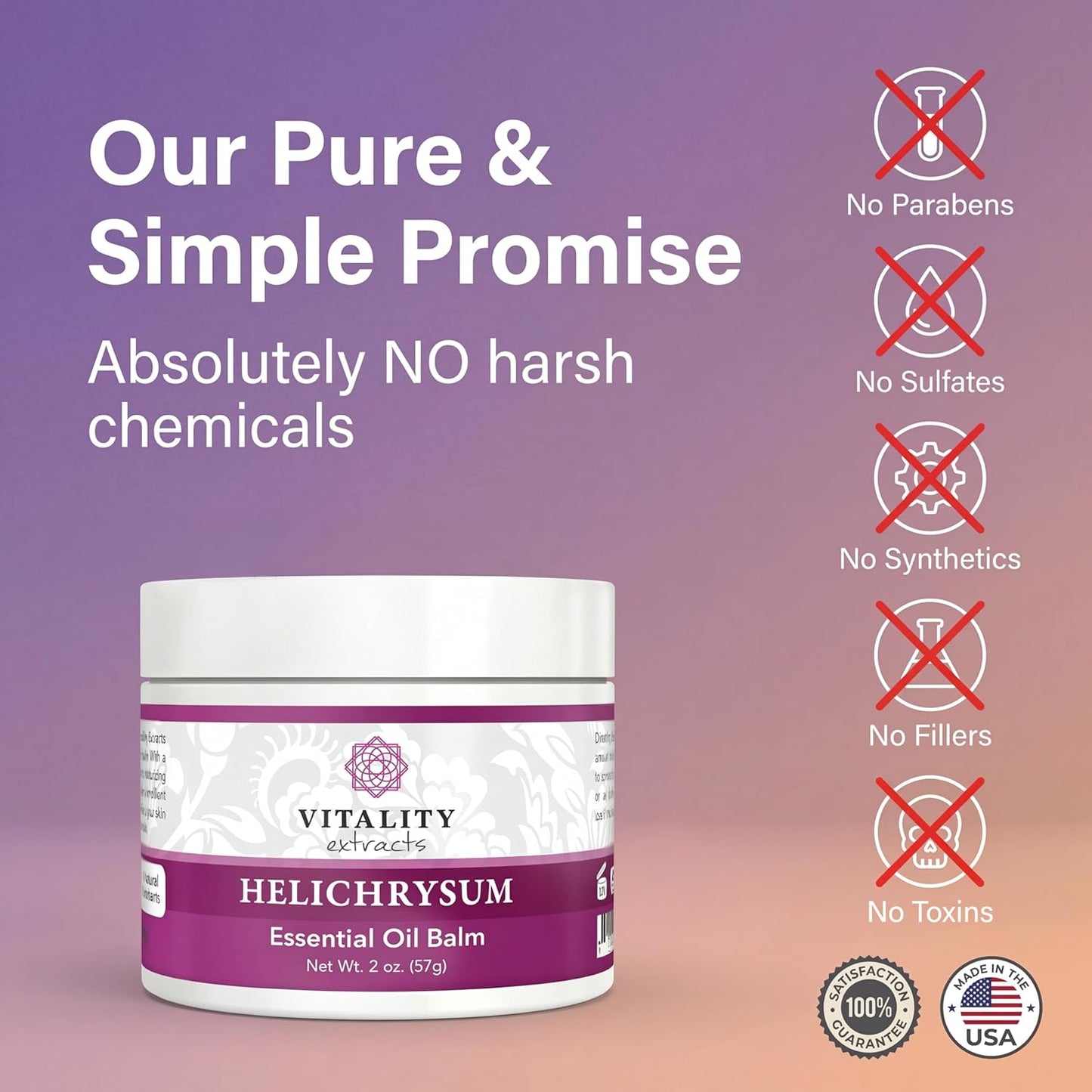 HotVitality Extracts Helichrysum Balm - 2oz, Helichrysum Gymnocephalum, Beeswax, Almond Oil, Ultra-Moisturizing, Skin Healing, Full Body Hydration