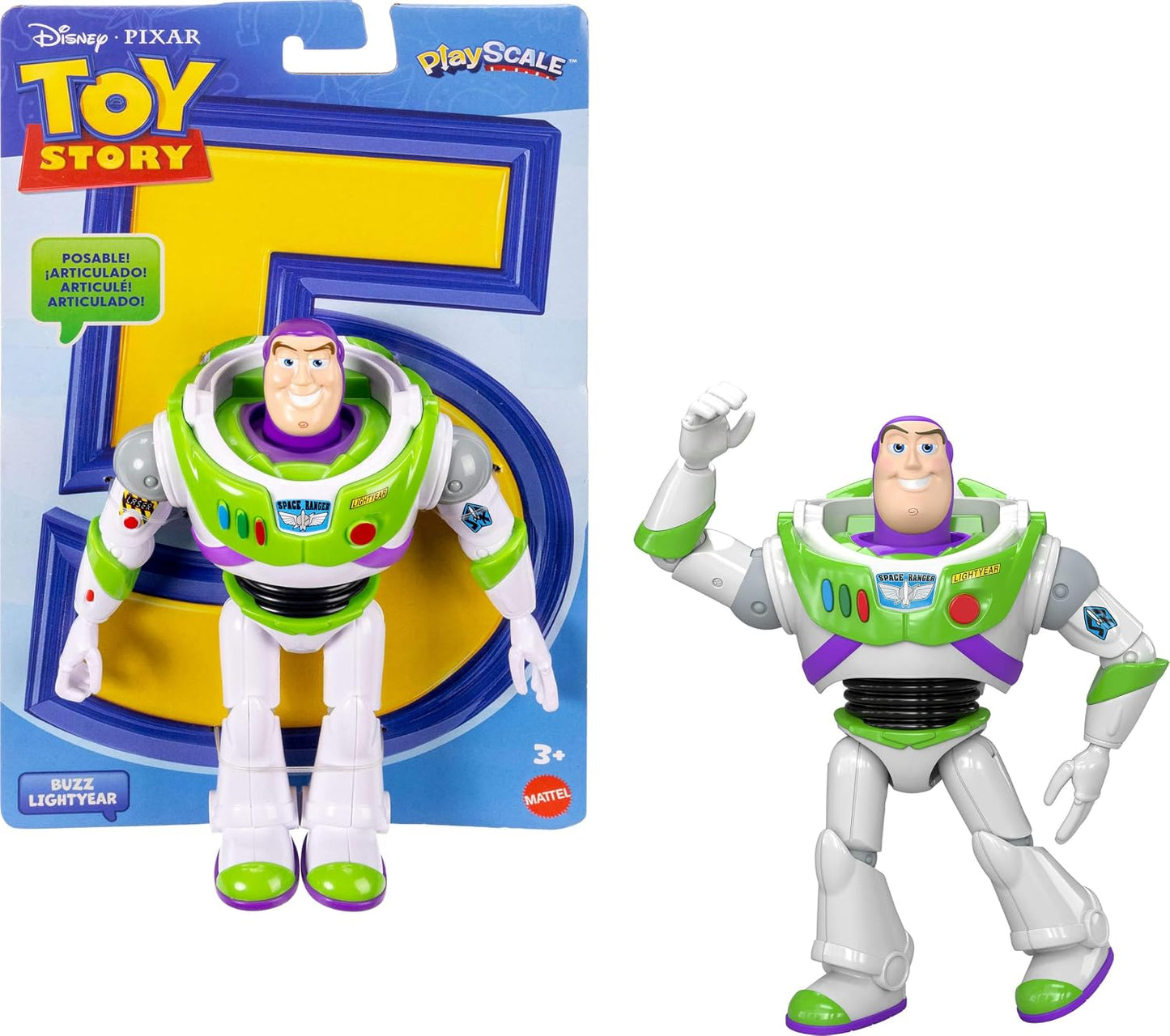 HotMattel Disney and Pixar Toy Story 5 Buzz Lightyear Action Figure | 7-inch Playscale, 1 Key Character, 8+ Posable Joints, Movie-Accurate Design