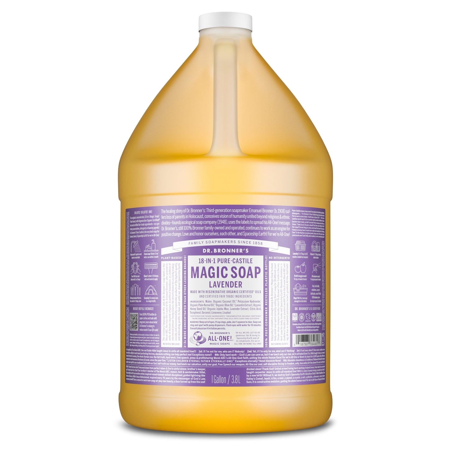 HotDr. Bronner's Pure-Castile Liquid Soap, Made with Organic Oils, 18-in-1 Uses: Face, Body, Hair, Laundry, Pets and Dishes, Concentrated, Vegan, Non-GMO, Lavender, 32 Oz