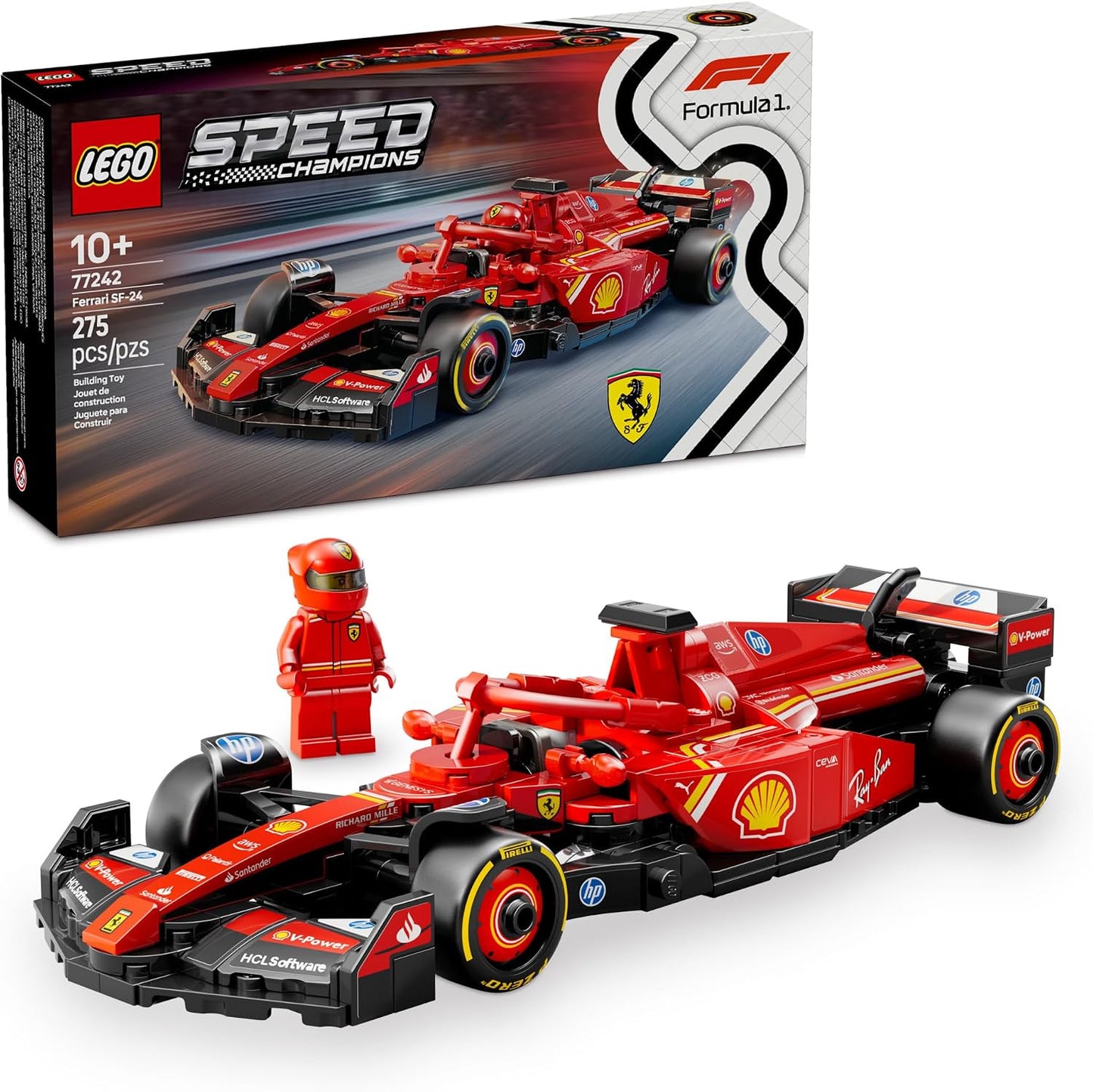 HotLEGO Speed Champions Ferrari SF-24 F1 Race Car Toys - Building Sets for Kids, Boys & Girls, Ages 10+ - Ferrari F1 Model Car Kits for Display or Play - Gift Ideas for Birthdays and Fans - 77242