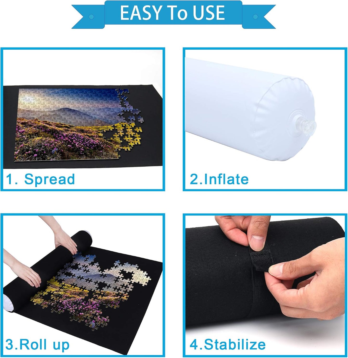 Hot Becko US Puzzle Mat Roll Up with Drawstring Storage Bag, Felt Rollup Mat for Easy Transport & Storage, Portable Puzzle Board Puzzles Saver Keeper for Jigsaw Puzzles Up to 1500 Pieces