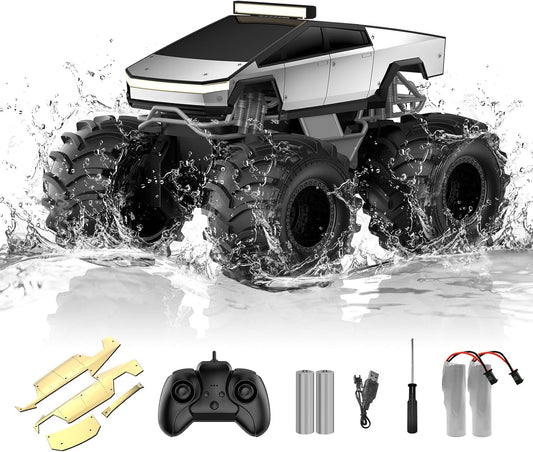 Hot Amphibious Remote Control Car, 1:18 Monster Truck Toys for Boys RC Cars, 2.4 GHz Waterproof RC Trucks, 4WD All Terrain Off-Road Pickup, Kids Christmas Birthday Gifts Present Boys Girls Toys Ages 6+