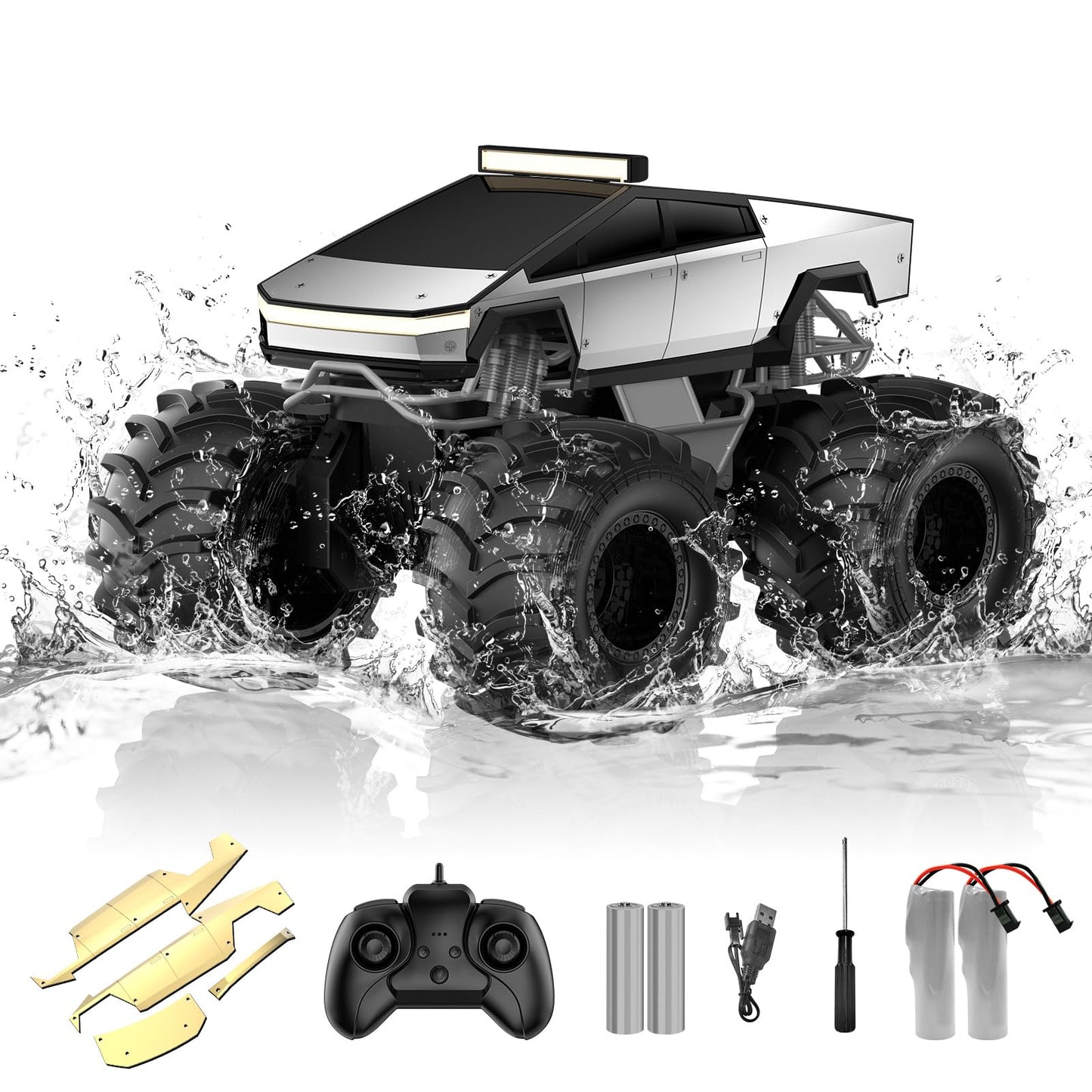 Hot Amphibious Remote Control Car, 1:18 Monster Truck Toys for Boys RC Cars, 2.4 GHz Waterproof RC Trucks, 4WD All Terrain Off-Road Pickup, Kids Christmas Birthday Gifts Present Boys Girls Toys Ages 6+