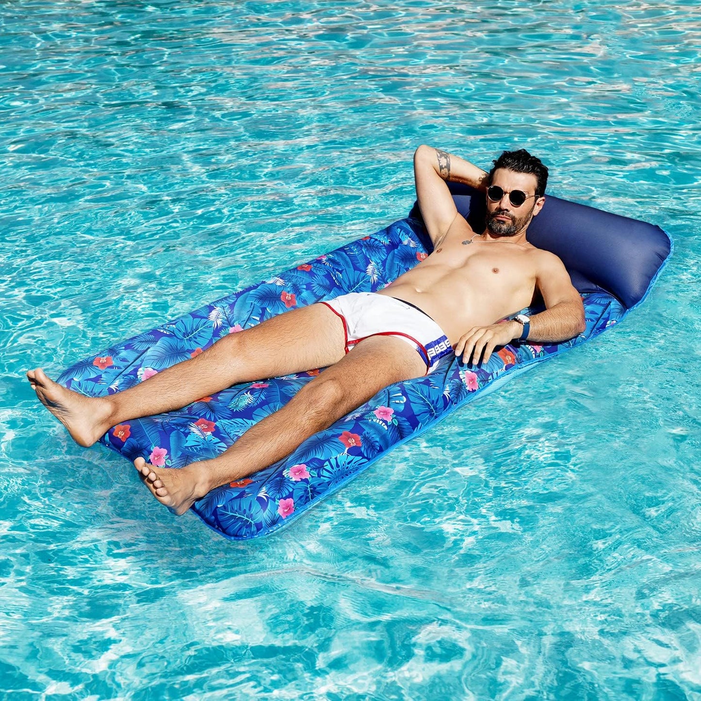 HotFindUWill Oversized Pool Float Lounger for Adults - 72" Extra Large Heavy Duty Pool Floats, Soft Fabric Covered Pool Rafts for Backyard, Lake & Beach