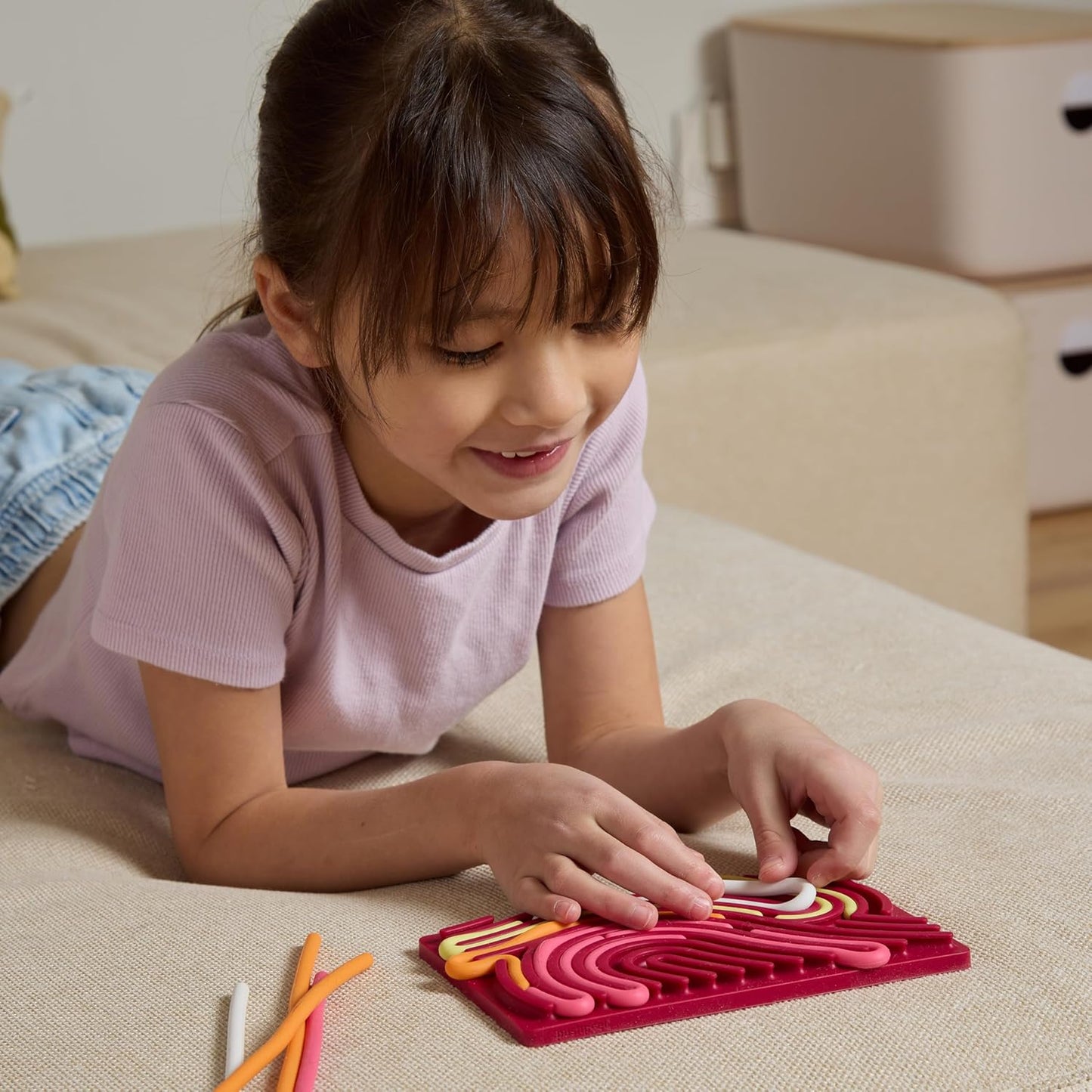 HotPushpeel Sensory Activity Board: Silicone Fidget Toy for Calming, Stress, Anxiety, ADHD & Autism | Silent, No Mess | Kids 3+ & Adults | Includes Portable Travel Bag & 11 Strings