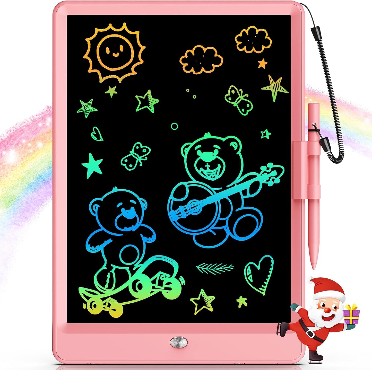 HotBravokids 10 Inch LCD Writing Tablet for 3-8 Year Olds - Electronic Drawing Pad and Doodle Board as Educational Birthday Gifts for Girls and Boys (Pink)