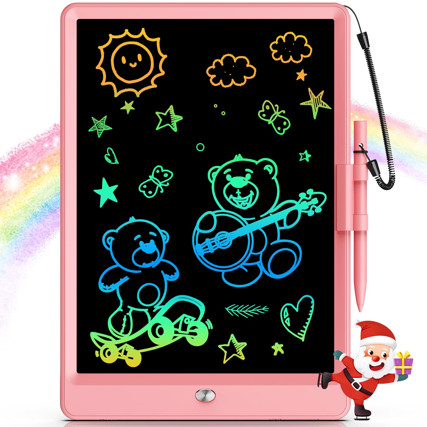 HotBravokids 10 Inch LCD Writing Tablet for 3-8 Year Olds - Electronic Drawing Pad and Doodle Board as Educational Birthday Gifts for Girls and Boys (Pink)