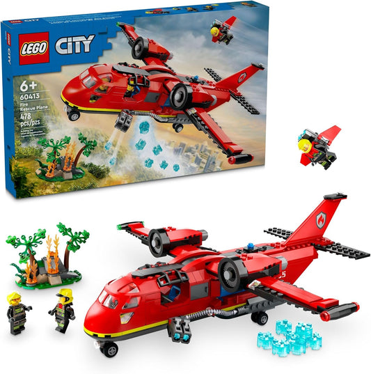 HotLEGO City Fire Rescue Plane Toy for Kids and Fans of Firefighter Toys, Fun Birthday Gift Idea for Boys and Girls Ages 6+ who Love Airplane Toys and Imaginative Play, Includes 3 Minifigures, 60413