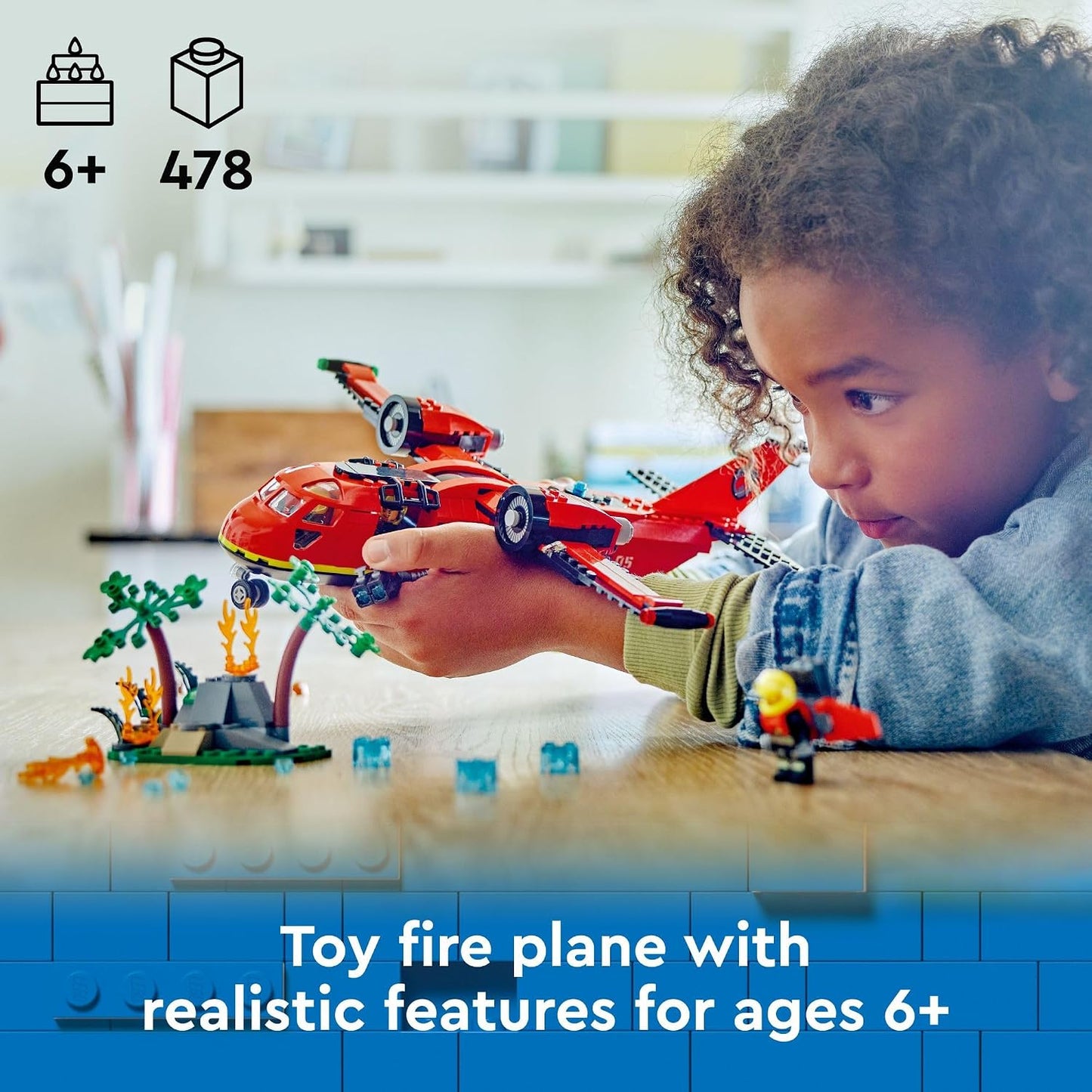 HotLEGO City Fire Rescue Plane Toy for Kids and Fans of Firefighter Toys, Fun Birthday Gift Idea for Boys and Girls Ages 6+ who Love Airplane Toys and Imaginative Play, Includes 3 Minifigures, 60413