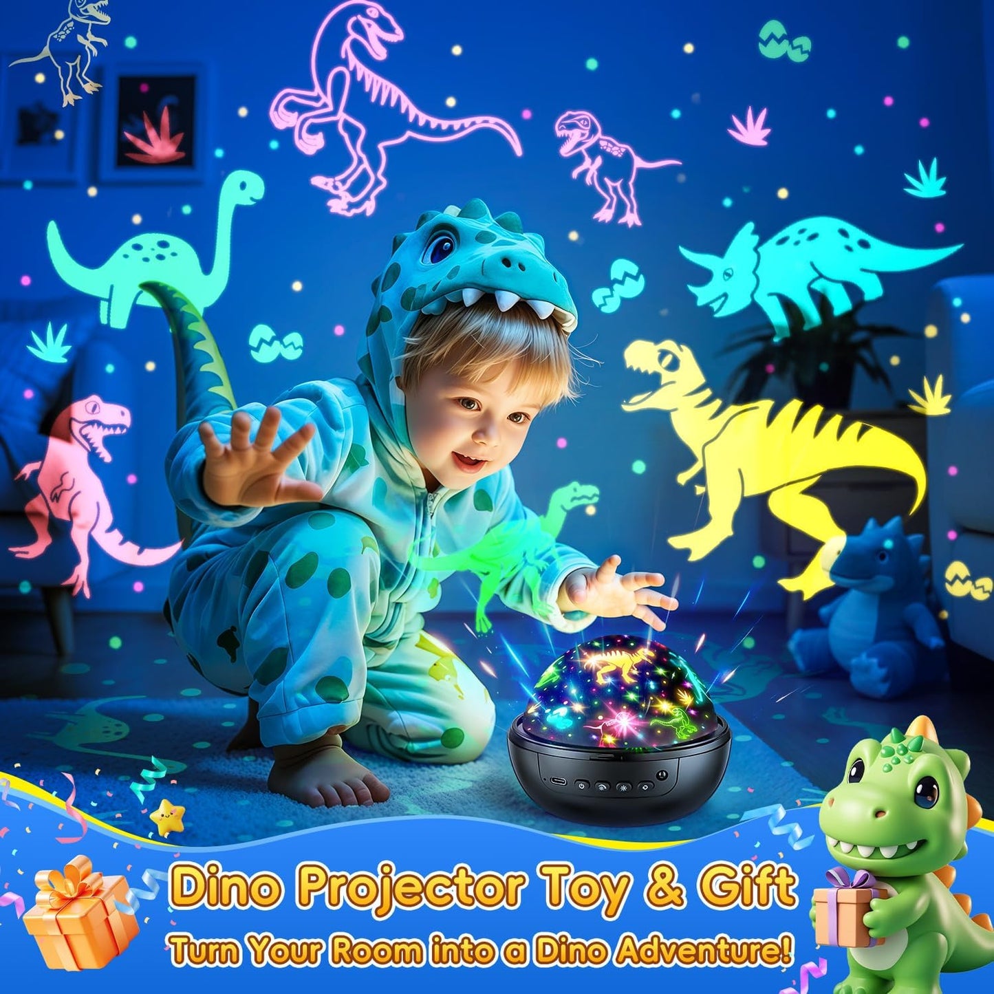 Hot Staryou Dinosaur Toys for Kids 3-5, 【Remote+3 Films+93 Effects】 Dinosaur Toys for Kids 2-4, 【3 Timer+5 Brightness】 2 Year Old Boy Gift, Rotate 2 Year Old boy Birthday Gift, Boys Toys