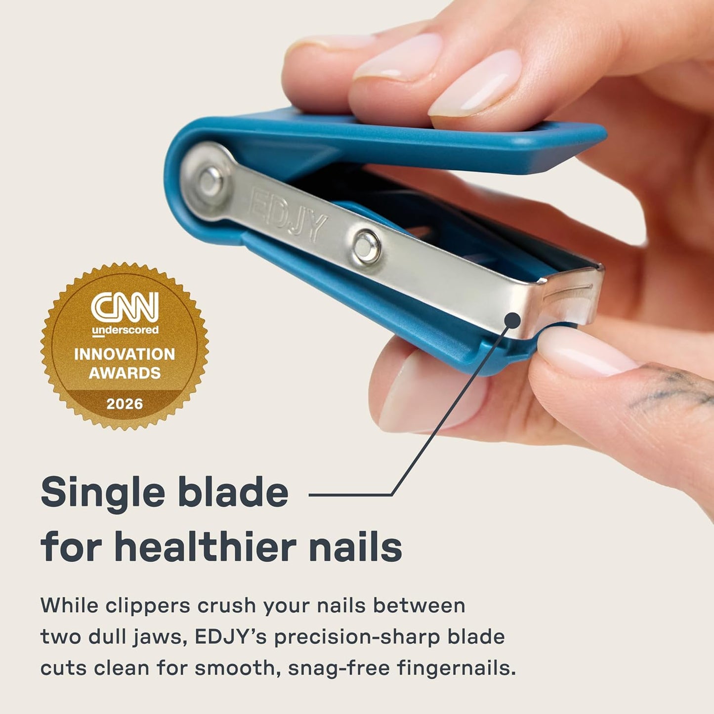HotEDJY Fingernail Cutter - Precision Stainless Steel Nail Cutter for Fingernails | Sharp Blade, Ergonomic Design, Durable & Rust-Resistant | Ideal for Men and Women | EDJY Blue
