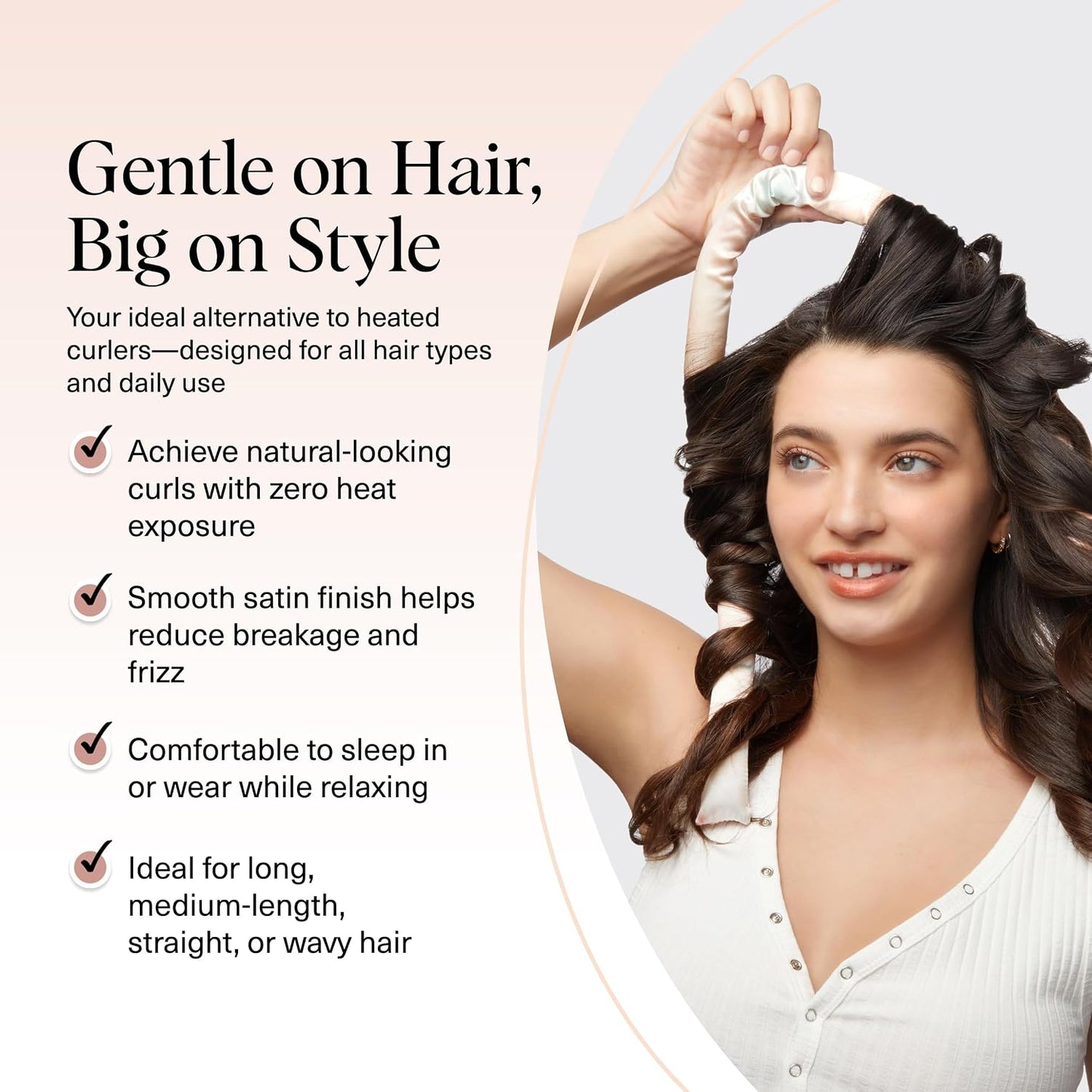 HotKitsch Satin Heatless Curls Overnight Set - Sunset Tie Dye | No Heat Damage Overnight Curls | Comfortable Frizz Free Hair Curlers To Sleep In with 34" Hair Waver & 2 Satin Scrunchies