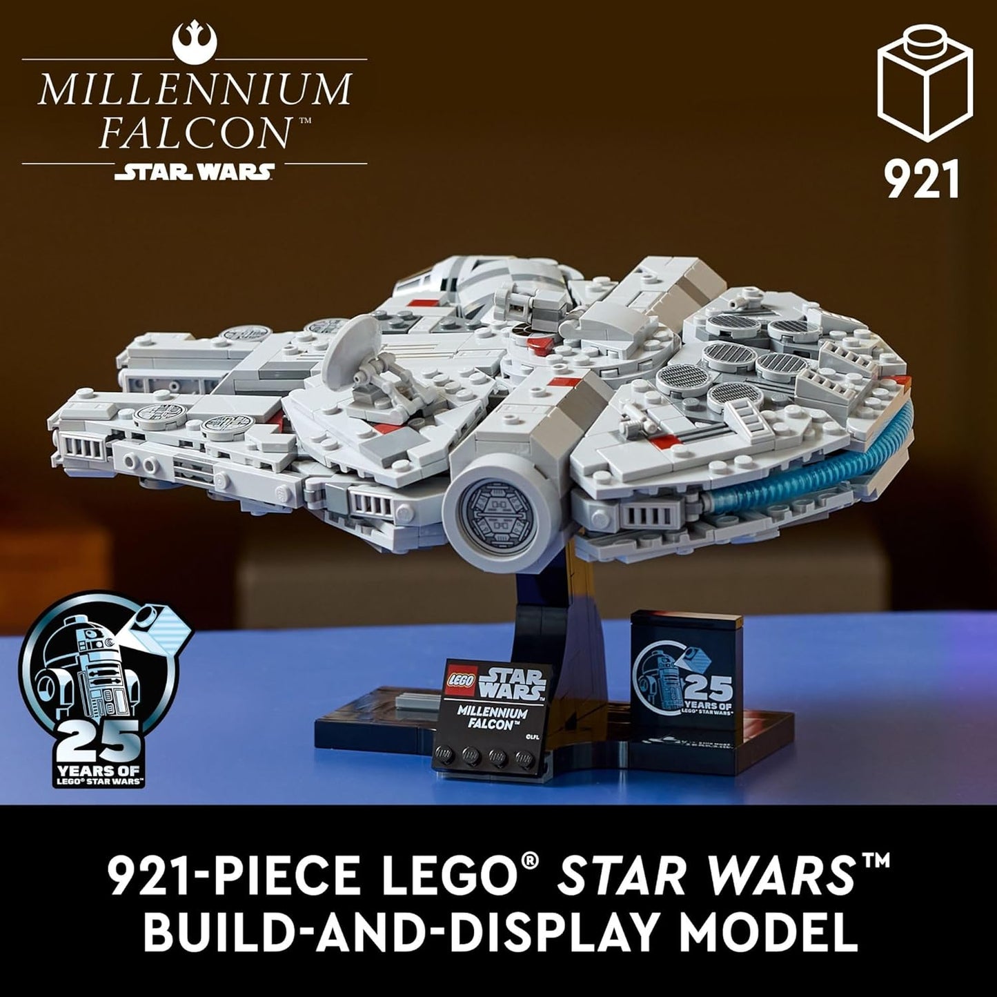 HotLEGO Star Wars Millennium Falcon 25th Anniversary Collectible - DIY Building Set for Adults, Men & Women, Ages 18+ - A New Hope Model with Display Stand - Star Wars Gift - 75375