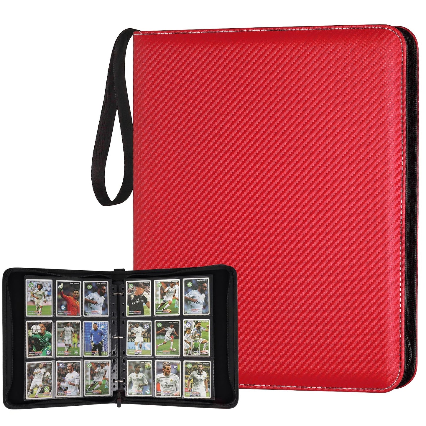 HotGERMUN 9 Pocket Trading Card Binder,720 Cards,40 Top-Loading Pages, Double Sided Pockets PU Cover Zipper Collection Album Folder for Standard MTG, TCG, Sports Cards(Black)