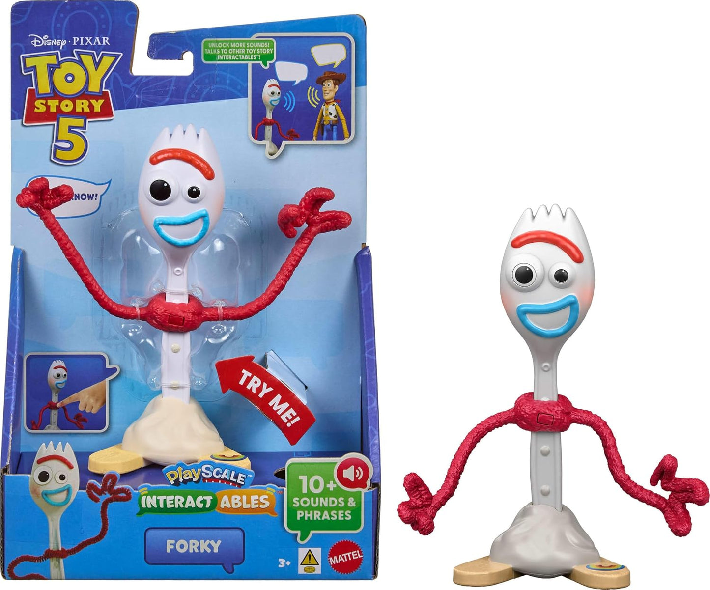 Hot Mattel Disney and Pixar Toy Story 5 Interactables Forky | 7-inch Playscale Talking Figure, Movie Phrases, Converses with Other Characters in the Line