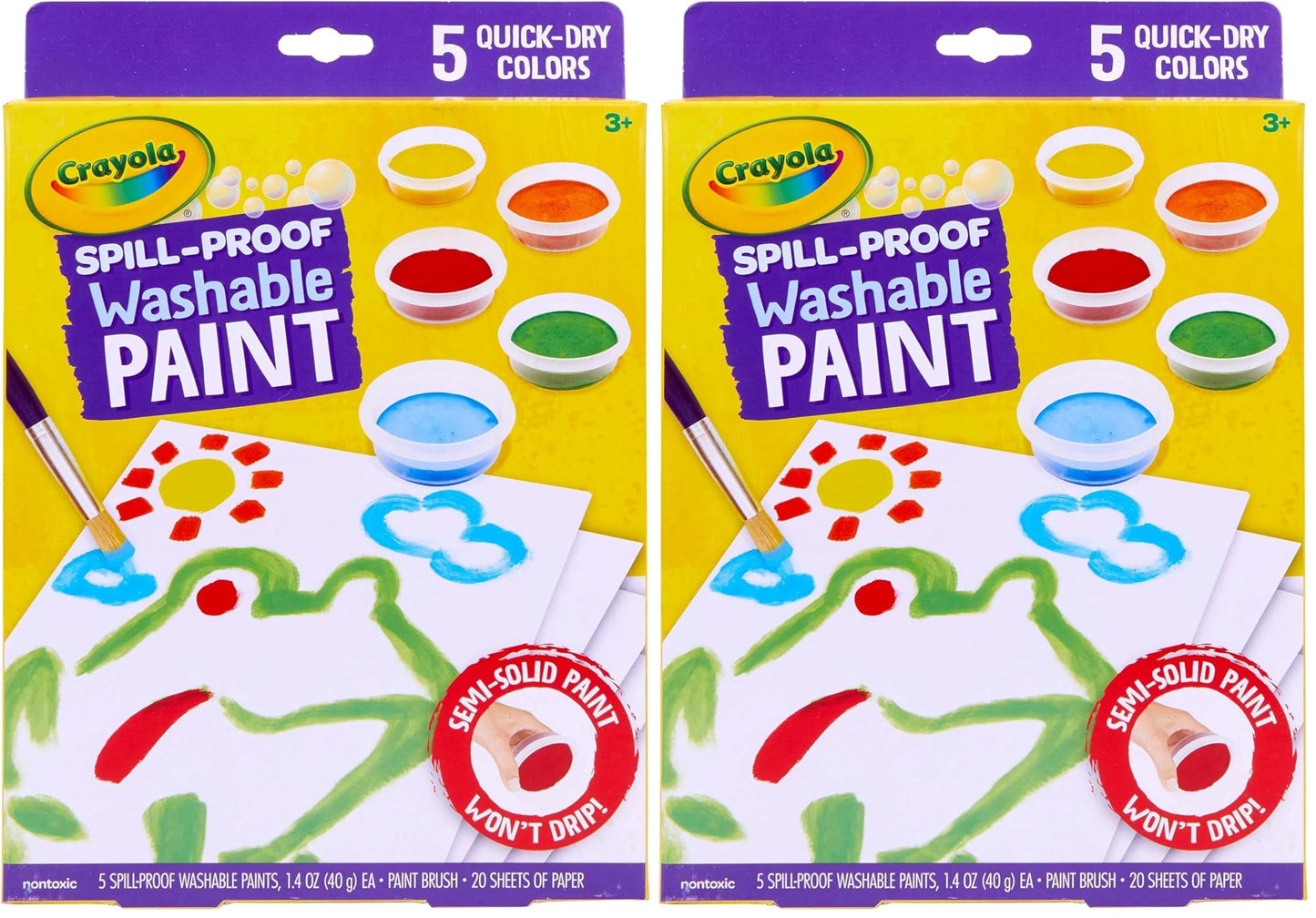 Hot Crayola Spill Proof Paint Set Washable Paint for Kids, Teacher School Supplies & Essentials, Includes Brush & Paper, Arts & Crafts, Toddler Gift, Ages 3+