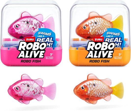 HotRobo Alive Robo Fish Robotic Swimming Fish (Pink + Golden) by ZURU Water Activated, Changes Color, Comes with Batteries, Amazon Exclusive (2 Pack) Series 3