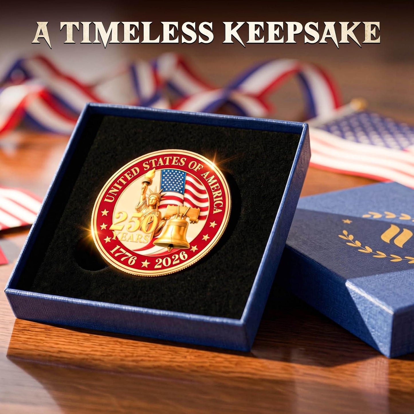 HotFLAGWIX 250 Anniversary Coin 1776-2026 - USA 250th Anniversary Merchandise Commemorative Coin - American Patriotic 4th of July Celebration Decorations Gifts for Men Veterans History Lover