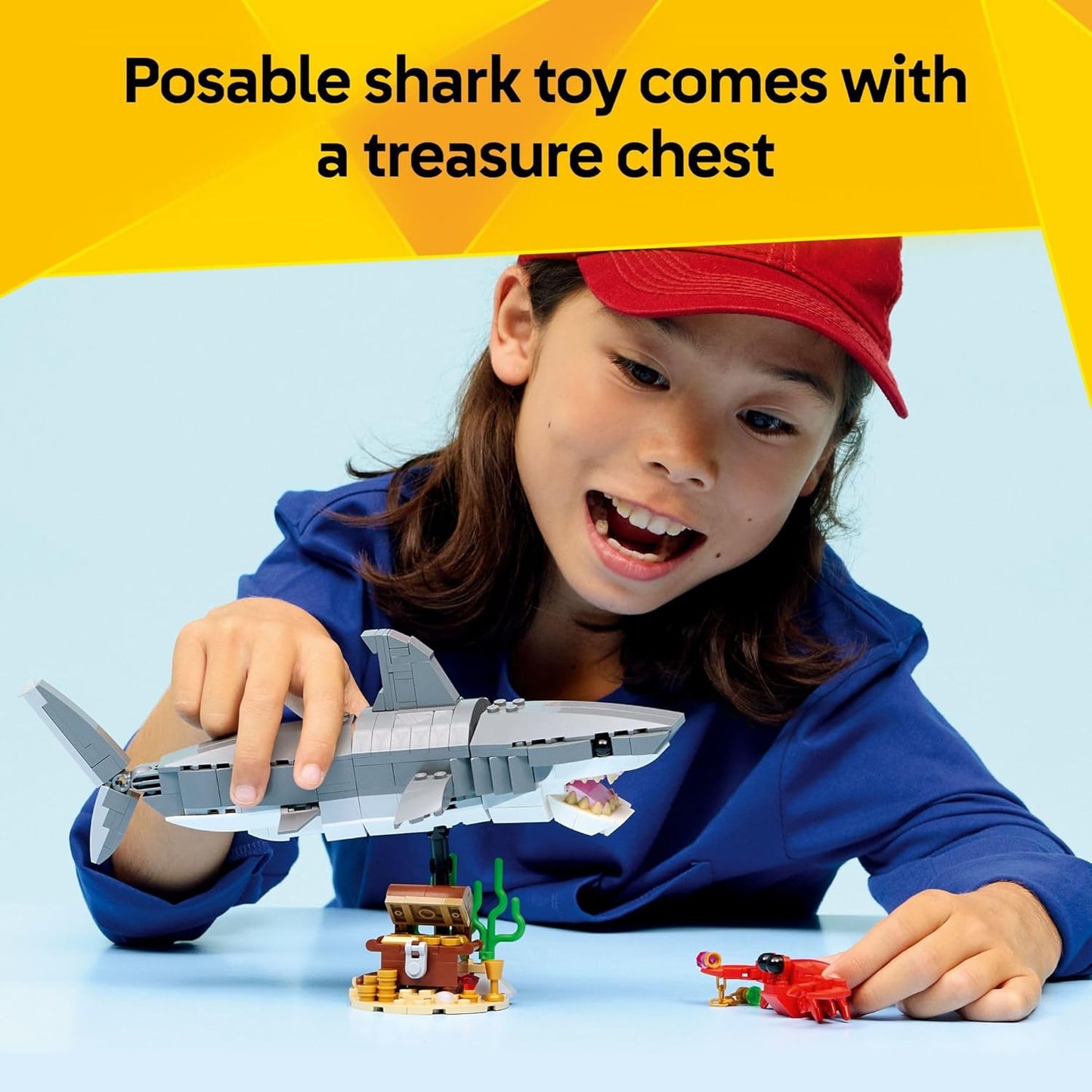HotLEGO Creator Fierce Shark with a Treasure Chest Building Toy for Boys & Girls - Kids Build a Shark, Fish, or Manta Ray Animal Figure - Bedroom or Shelf Decor for Ages 8+ - 31381