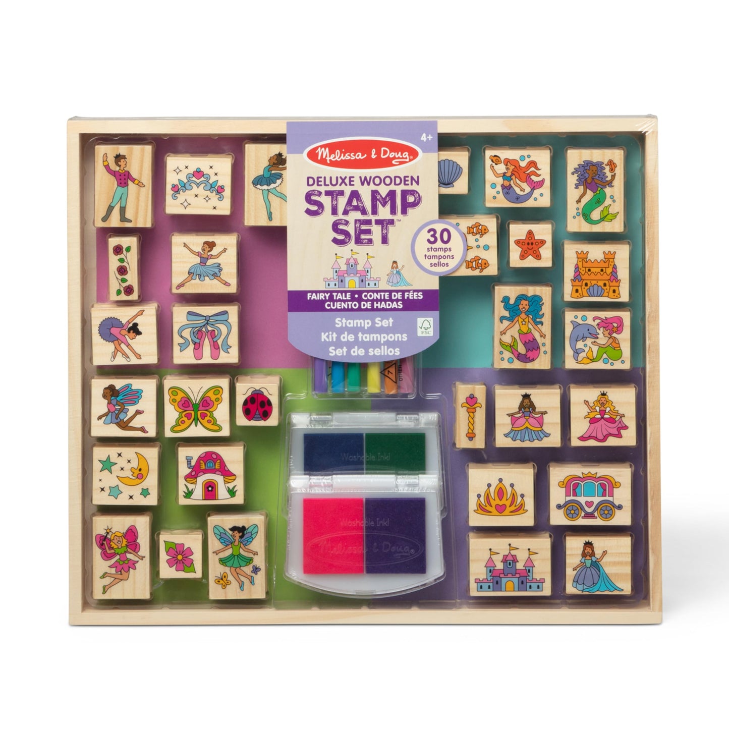 Hot Melissa & Doug Deluxe Wooden Stamp Set: Animals - 30 Stamps, 6 Markers, 2 Stamp Pads Kids Art Projects, Wooden Stamps with Washable Ink, for Kids Ages 4+
