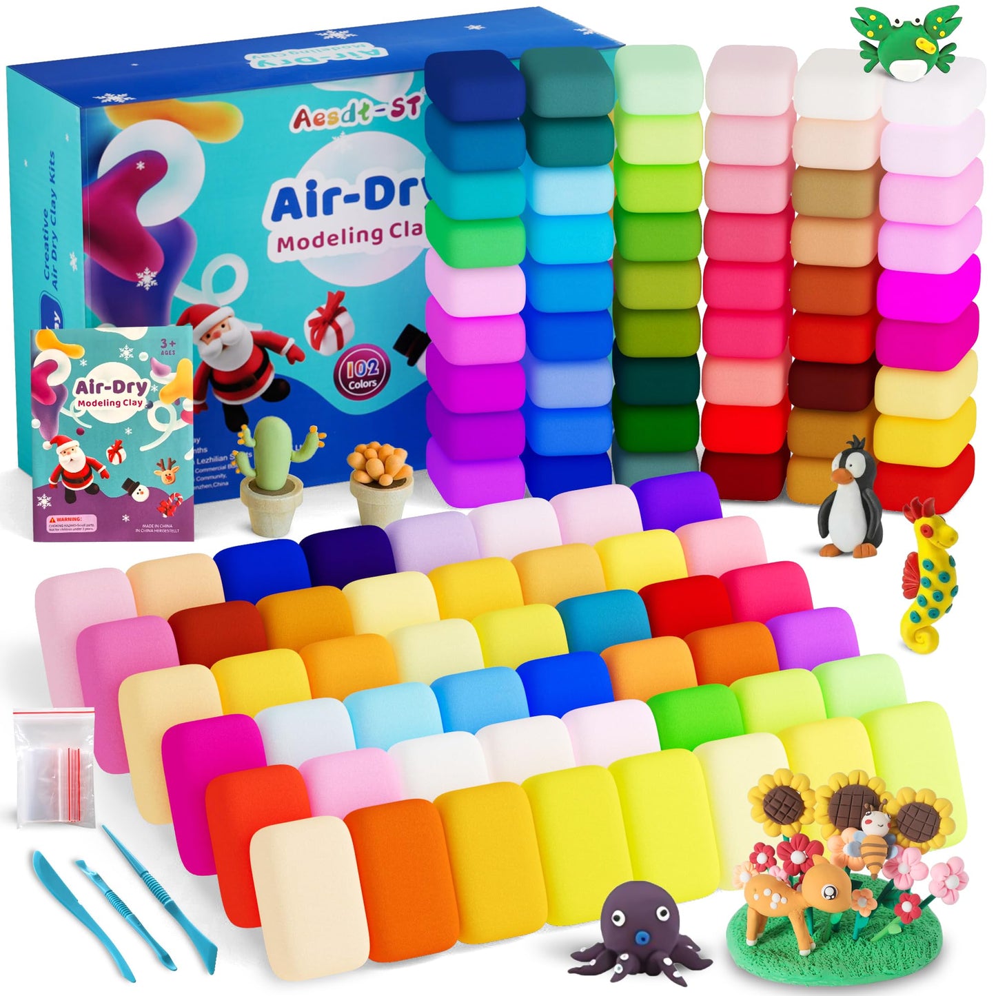 HotAestd-ST Air Dry Clay 66 Colors, Modeling Clay for Kids, DIY Magic Clay | Molding Clay Kit, 4 Sculpting Tools, Resealable bags, Non-Sticky Soft, Super Light, Arts & Crafts Gift for Boys Girls Kids