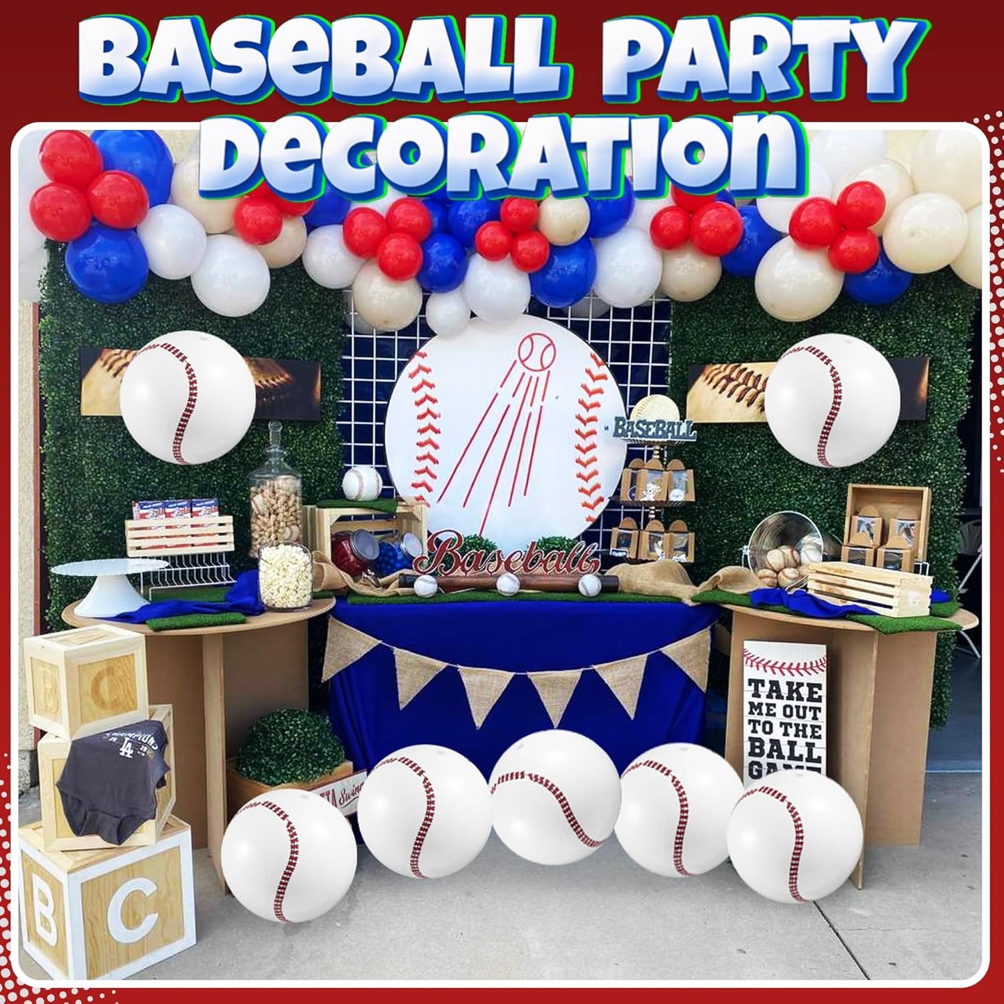 Hot Bedwina Inflatable Baseball (Pack of 12) 16-inch, Baseball Beach Balls for Themed Party Decorations & Birthday Decor - Pool Ball Toys Party Favors & Goodie Bags Favors for Kids, Boys and Girls