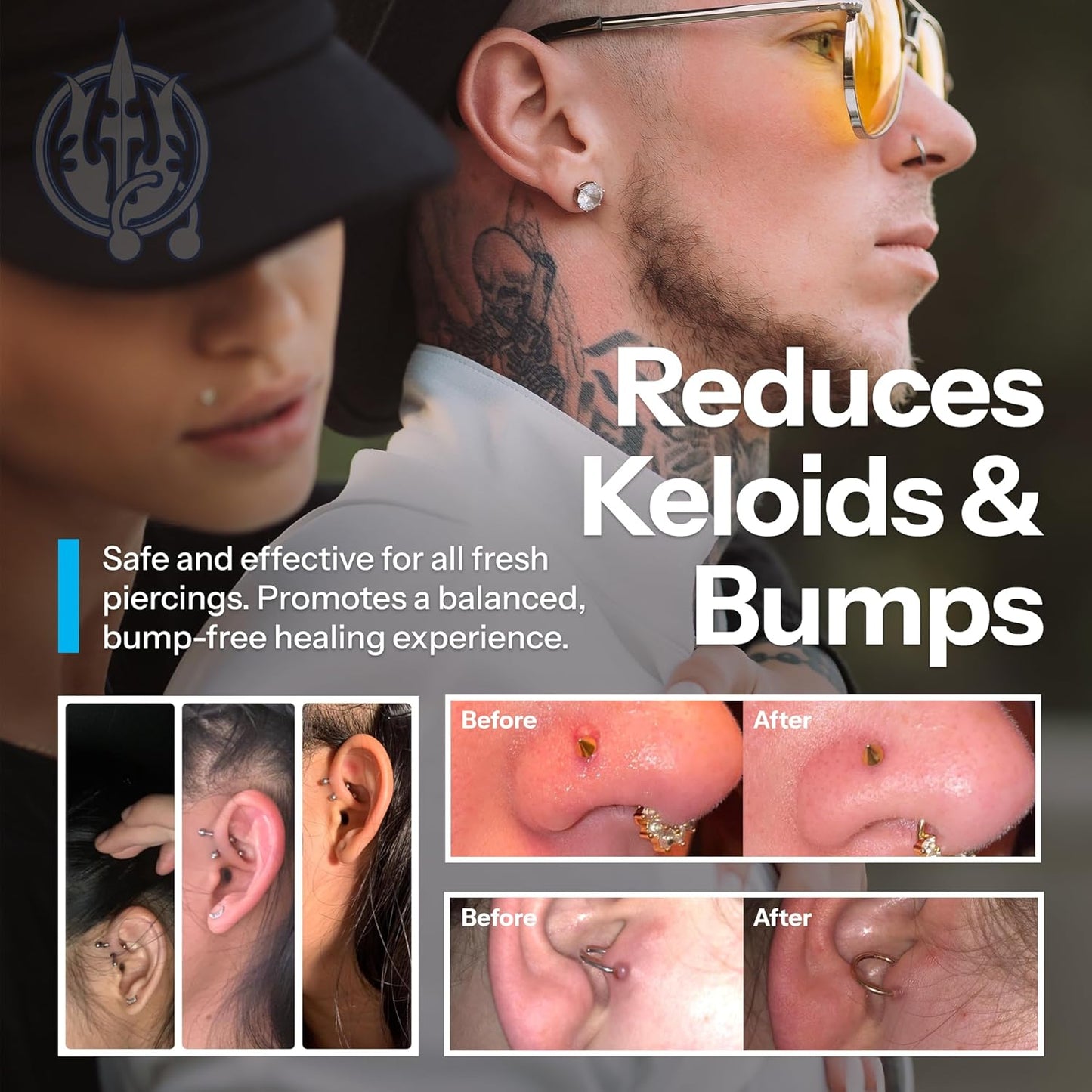 HotH2Ocean Piercing Aftercare Spray and Keloid Bump Removal– Sea Salt Spray for Body and Facial Piercings – Ear, Nose, Navel, Oral & Body Piercing Cleaner, Aftercare Solution for New Piercings– 4oz