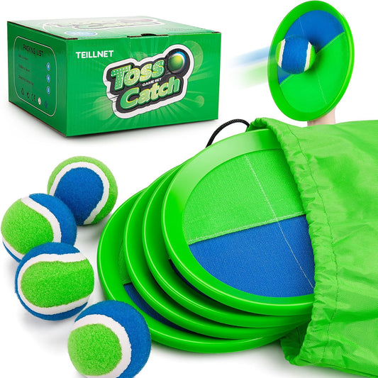 Hot TEILLNET Toss and Catch Ball Set Upgraded - Kids Toys Beach Toys Baseball Games - Sturdy & Water-Resistant for Outdoor Pool Yard Games - Classic Gift for Boys Girls 3 4 5 6 7 8 9 10 11 12+ Years