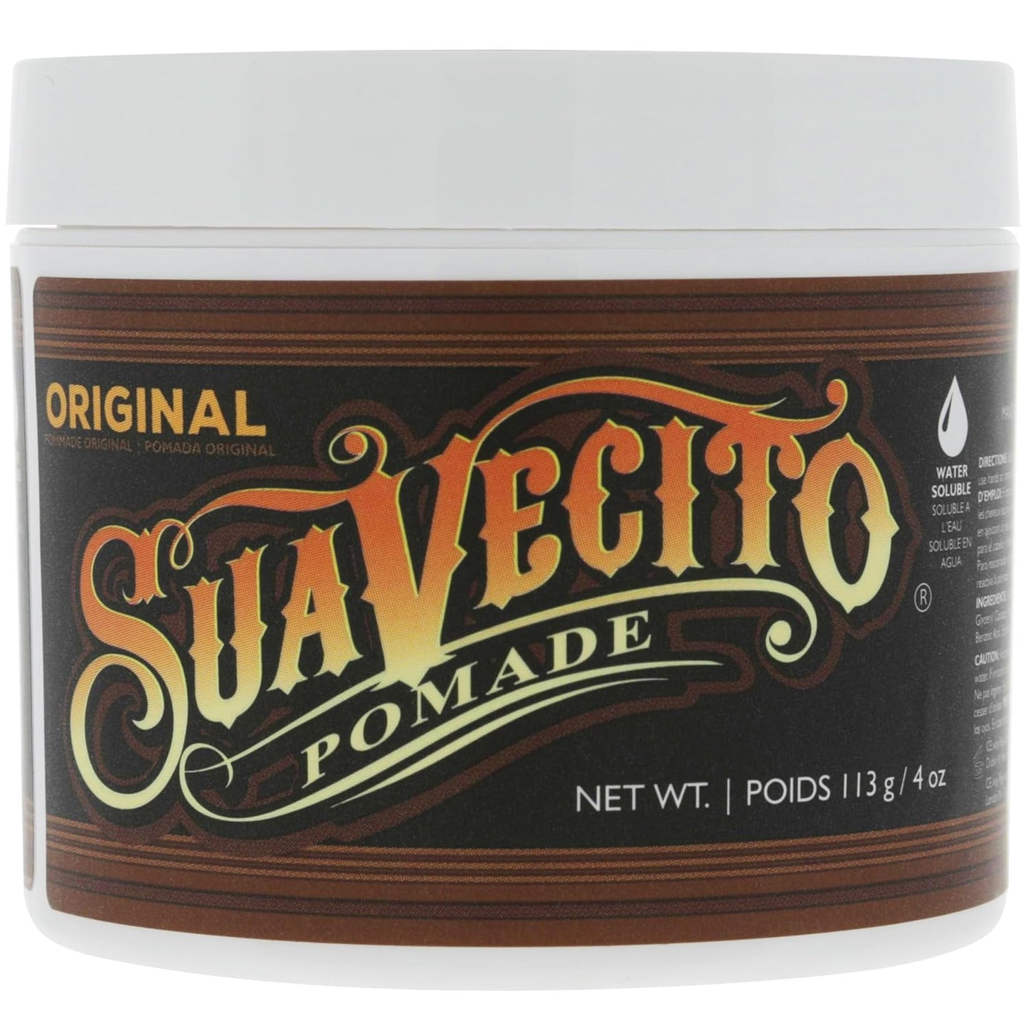 HotSuavecito Pomade Original Hold For Men 4 oz, 1 Pack - Medium Shine Water Based Wax Like Flake Free Hair Gel - Easy To Wash Out - All Day Hold For All Hairstyles