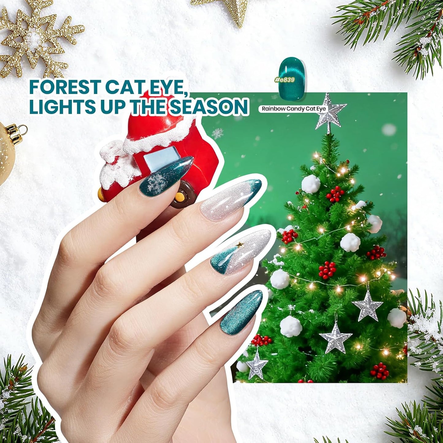 HotBeetles Stellar Sonata Cat Eye Gel Nail Polish Set - 36 Colors Christmas Gel Nail Kit Magnetic Red Green Purple Brown Burgundy Base Glossy Matte Top Coat Soak off UV Salon Nail Art Gift for Women