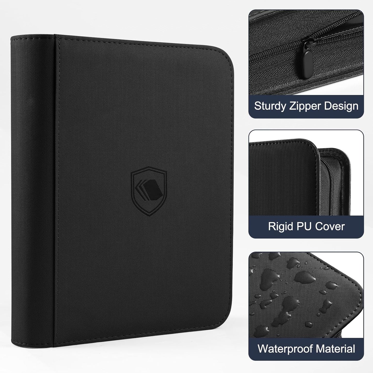 HotTop Loader Binder 9 Pocket, Holds 360 Toploaders, 100 Toploaders INCLUDED | Toploader Binder for 3" x 4" Rigid Toploaders, Trading Card Binder for TCG, MTG, Sport Cards, PU Leather Cover, Side Loading