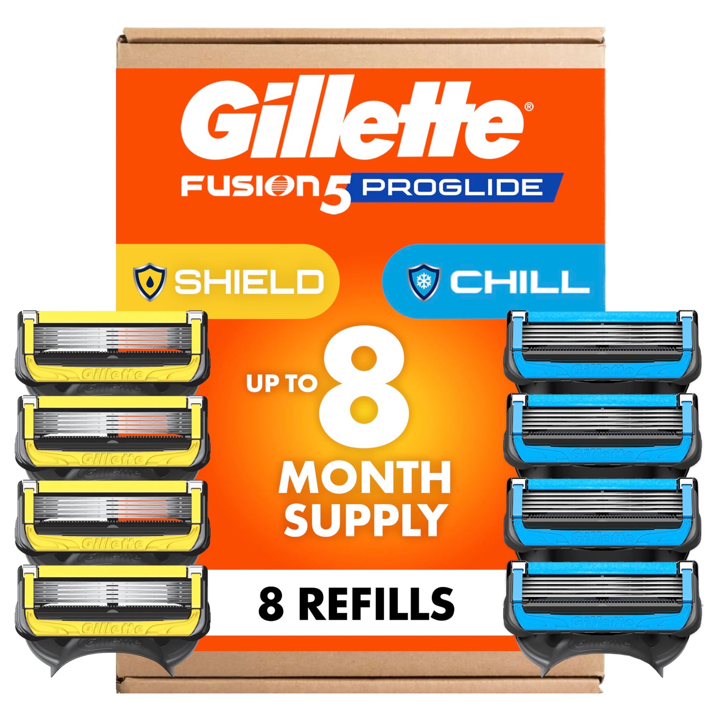 HotGillette ProGlide Shield Razor Refills for Men, 4 Blade Refills