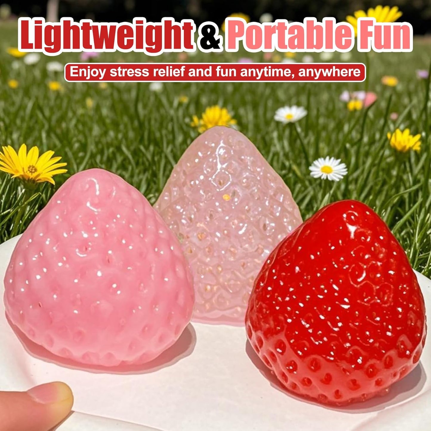 Hot3Pcs Big Taba Squishies Strawberry, Cute Strawberry Squeeze Toys, Upgrade Fruit Squishies, Kawaii Sticky Stress Toy, Clear Fidget Toys, Valentines Gift for Kids, Teen Boys Girls Birthday Gift Ideas