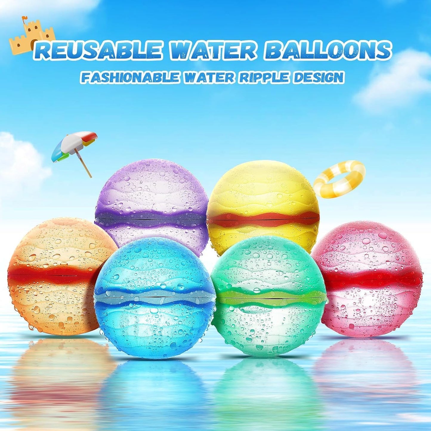 Hot【12 Pack】Magnetic Reusable Water Balloons Fast Refillable for Kids Outdoor Activities, latex-free Kids Pool Beach Bath Toys, Self-Sealing Water Bomb Quick Fill for Summer Games