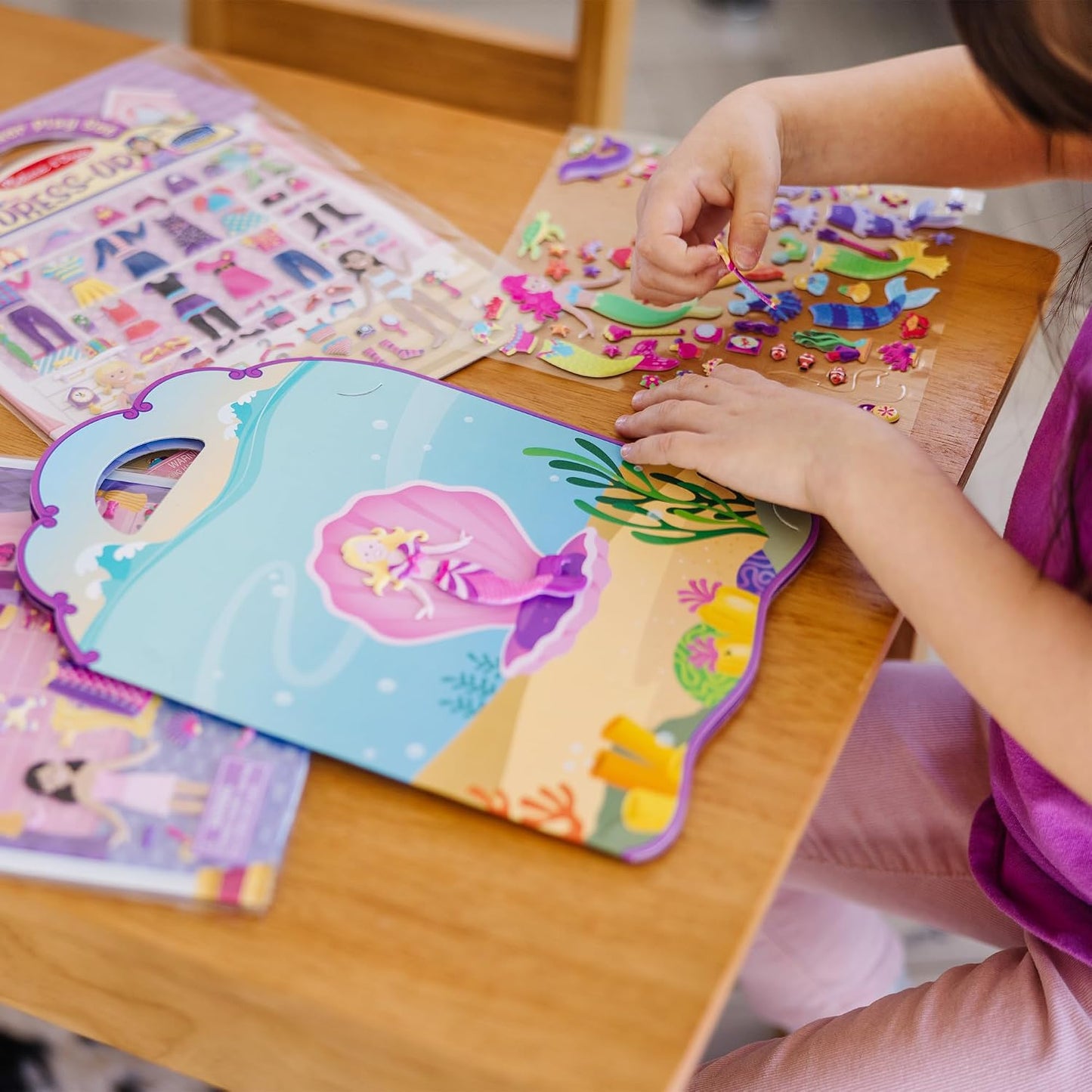 HotMelissa & Doug Puffy Sticker Activity Books Set of 3 – Dress-Up, Princess & Mermaid, with 208 Reusable Stickers and Fold-Out Scenes, Mess-Free Travel Toys for Kids Ages 4+ - FSC Certified