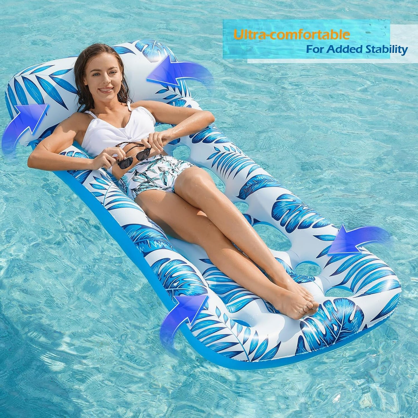 HotJasonwell Inflatable Pool Float Lounge - 2 Pack Floaties Rafts for Adults Floating Lounger Sun Tanning Floats Cool Water Floaty Swimming Lake Beach Party Toys