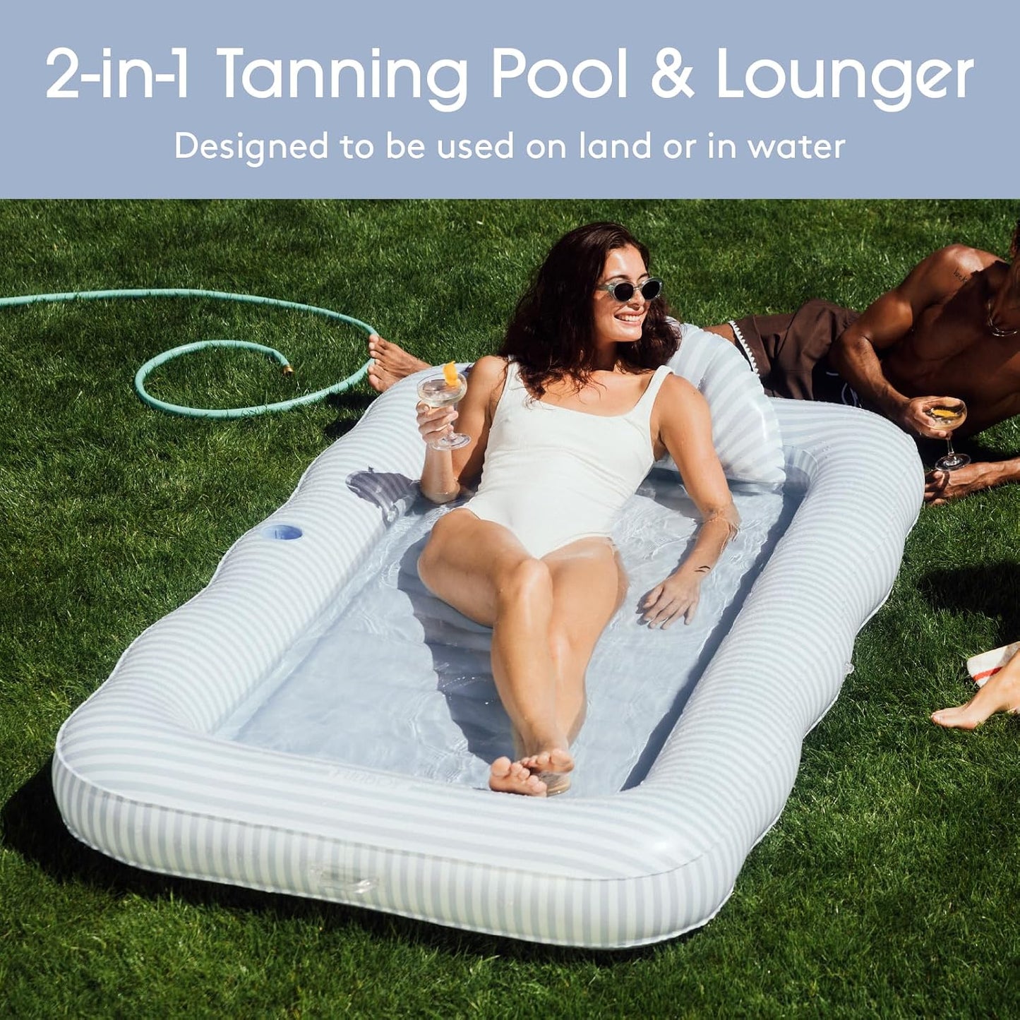 Hot FUNBOY Tanning Pool Lounger Float, XL 72'' x 48'' Pool Float with Custom Pillow and Large Cup Holder, Perfect for Pool or Backyard.