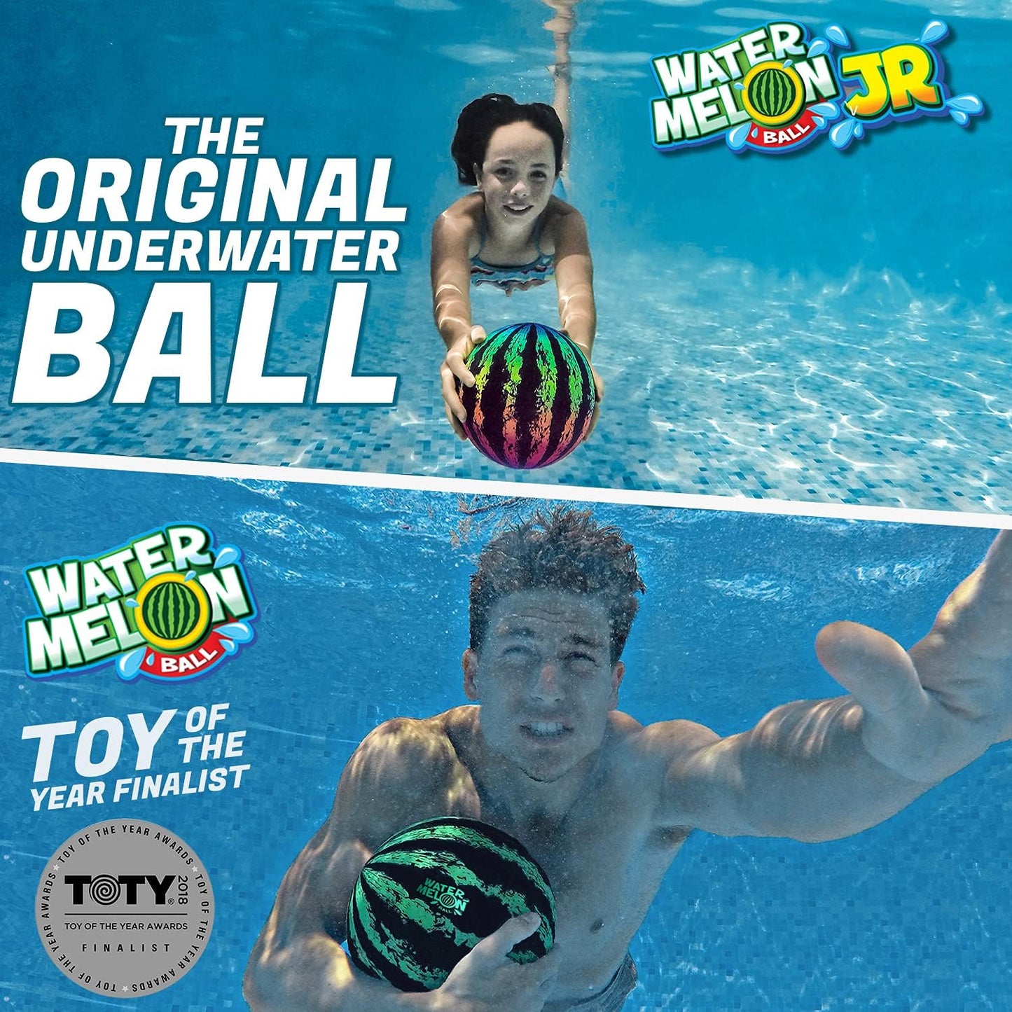 HotWatermelon Ball Pool Toys for Adults and Family - 2 Pack of 6 1/2" & 9" Kids, Teens, Everyone Swimming Games, Water Football, Tag, Diving Beach Play Fun Accessories