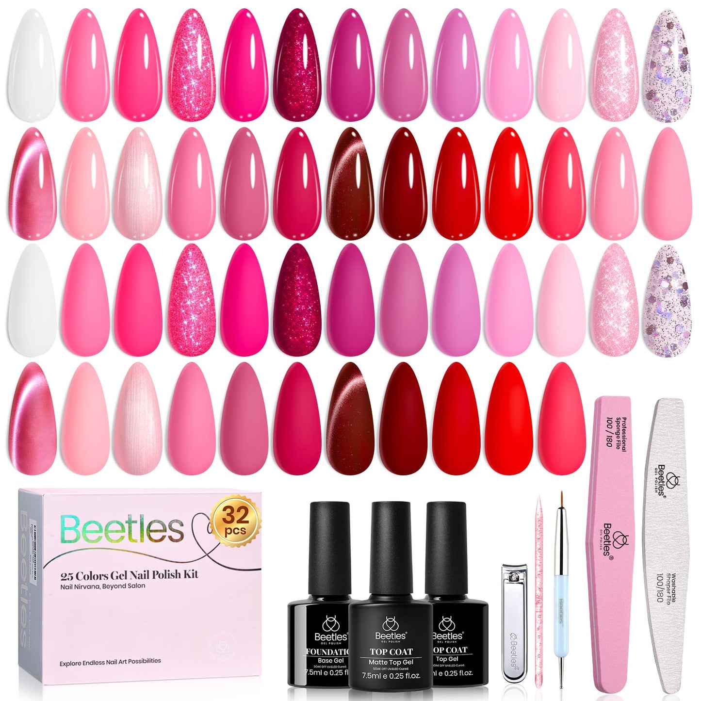 HotBeetles Gel Nail Polish Kit with U V Light - 80Pcs 55 Colors Gel Nail Kit | Color Enchantment with Everything Base Top Coat Beginner Starter at Home Nails Kit Manicure DIY Salon Tools Gifts for Women