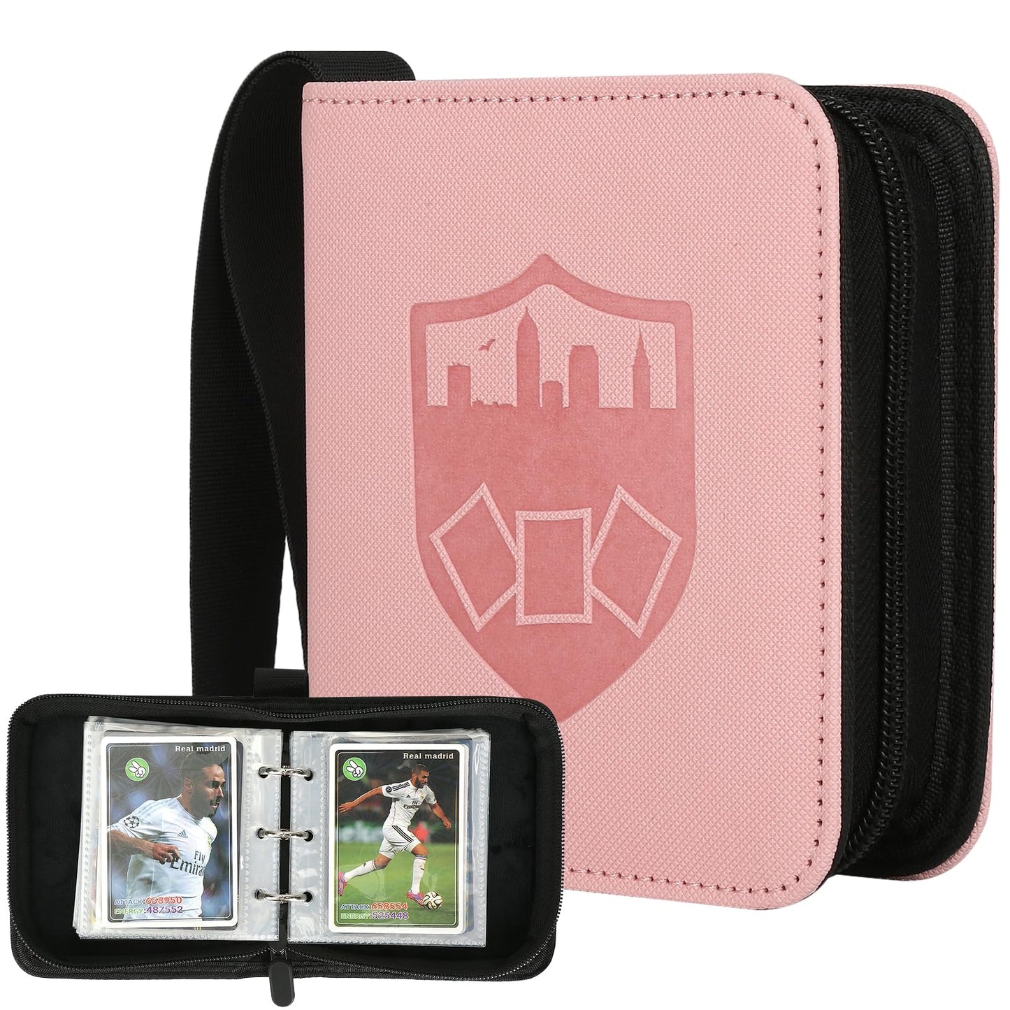 HotGERMUN 9 Pocket Trading Card Binder,720 Cards,40 Top-Loading Pages, Double Sided Pockets PU Cover Zipper Collection Album Folder for Standard MTG, TCG, Sports Cards(Black)