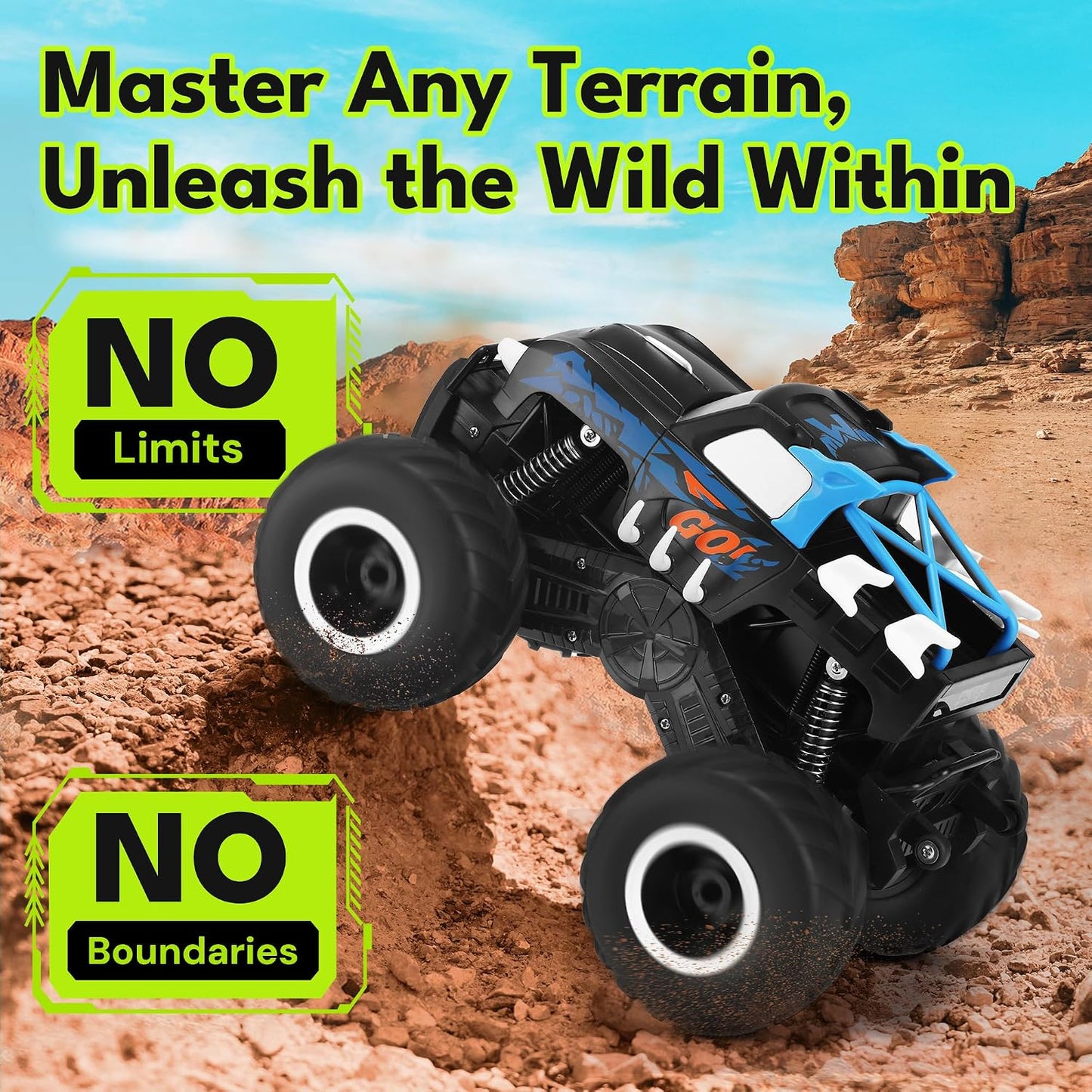 Hot Threeking 1:16 Amphibious Monster Truck All Terrain Remote Control Car Toys | Waterproof Durable 4WD Off-Road RC Crawler Cars Pick-Up Unique Toy Gifts for Boys Girls Ages 6-12