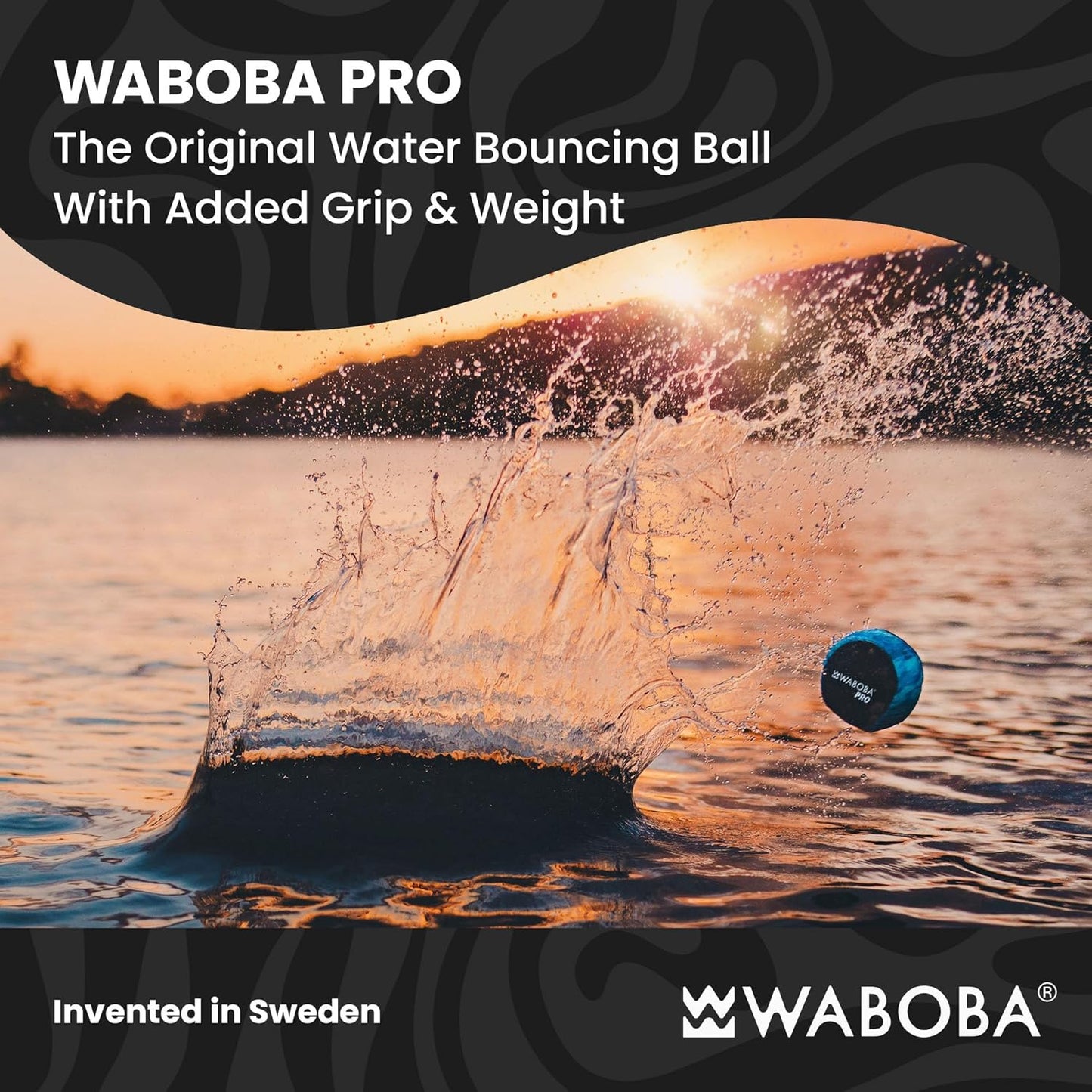 Hot Waboba Pro Water Skipping Ball Toy, Colorful Lines | for Swimming Pool and Beach Games, Water Bouncing Ball Gift for Kids and Teens
