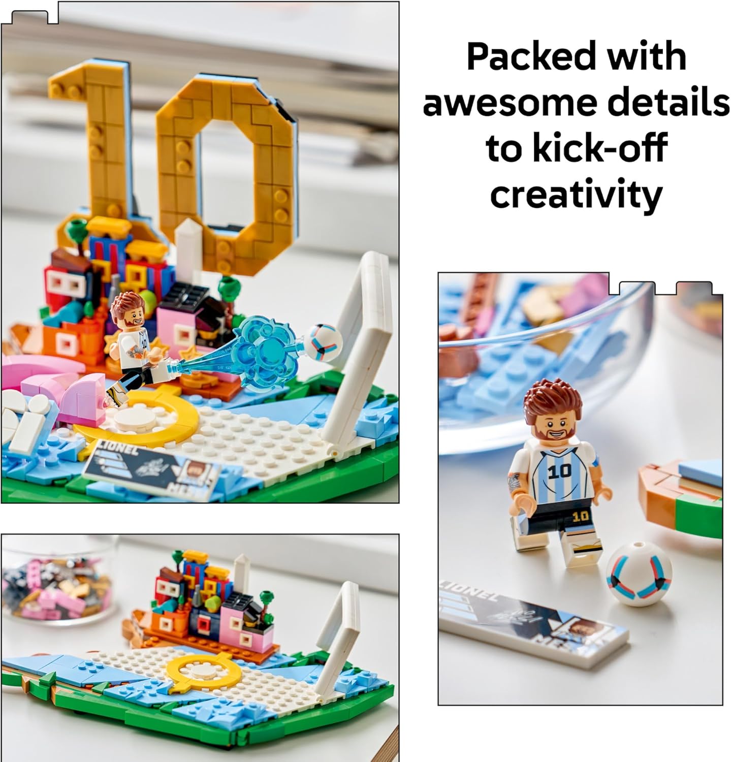 HotLEGO Editions Lionel Messi – Soccer Highlights - Building Set for Boys & Girls, Ages 10+ - Collectible Soccer Gift with Plaque - Kids Bedroom or Shelf Decor - 43011